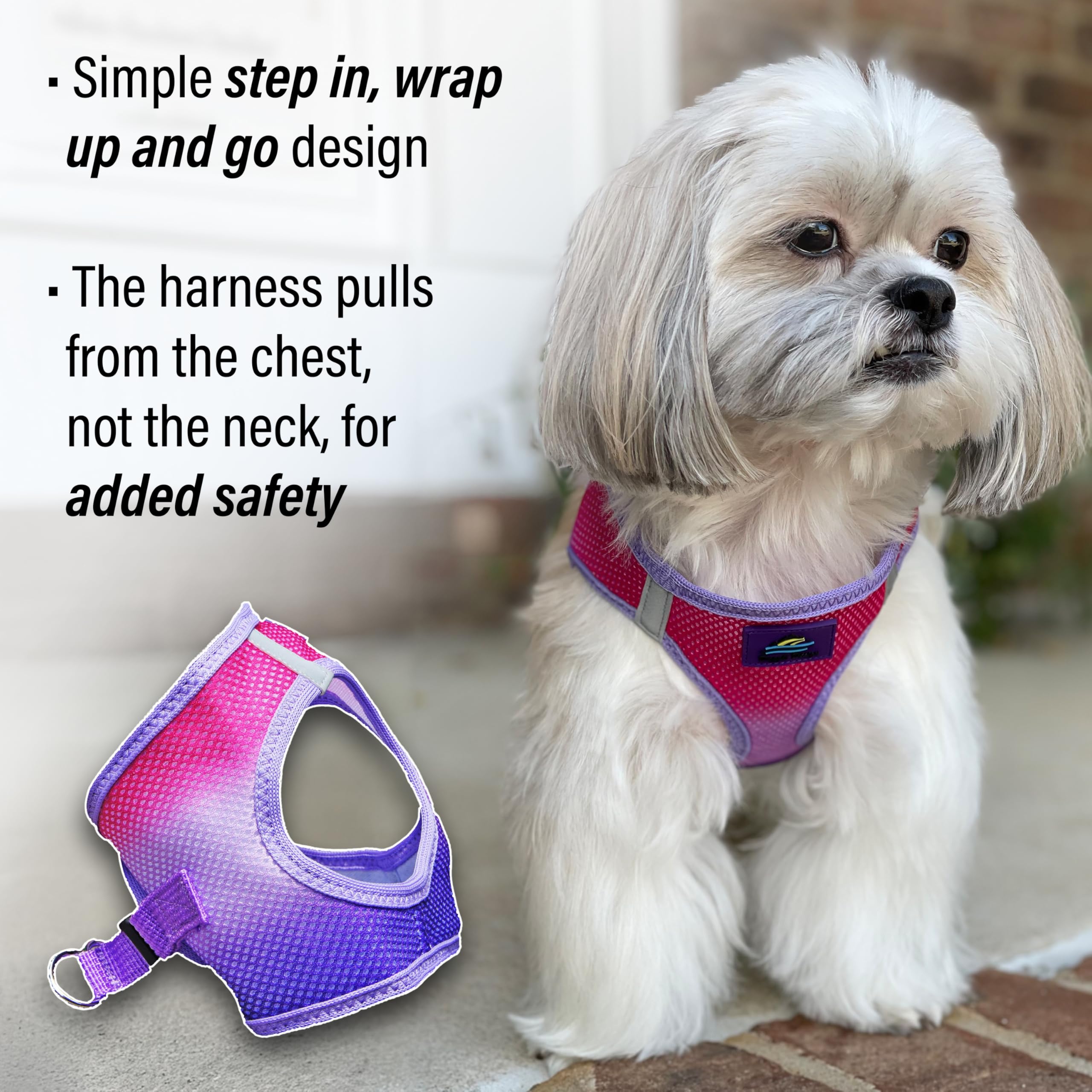 Doggie Design No-Choke Dog Harness - Breathable Mesh Polyester Pet Vest with Easy Step-in Design for Small to Medium Dogs - Raspberry Sundae Color - Perfect for Walking, Hiking & Outdoor Adventures