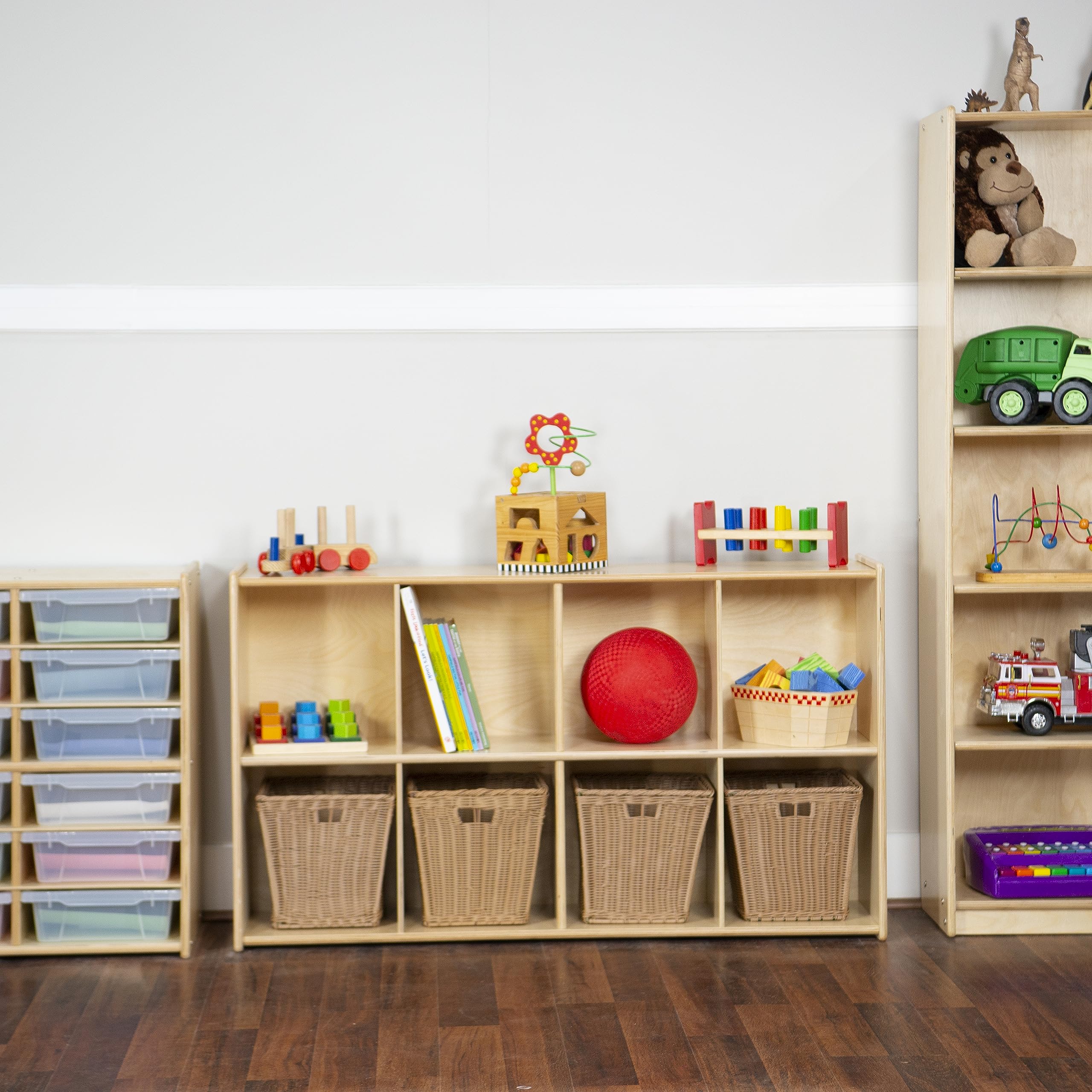 Contender Birch 8-Cubby Storage Unit - Montessori Cube Locker Shelf for Organizing Backpacks, Toys & Books - 2-Tier Shelving Unit for Classroom, Living Room or Office - Perfect for Kids' Room, Playroom & Home Organization