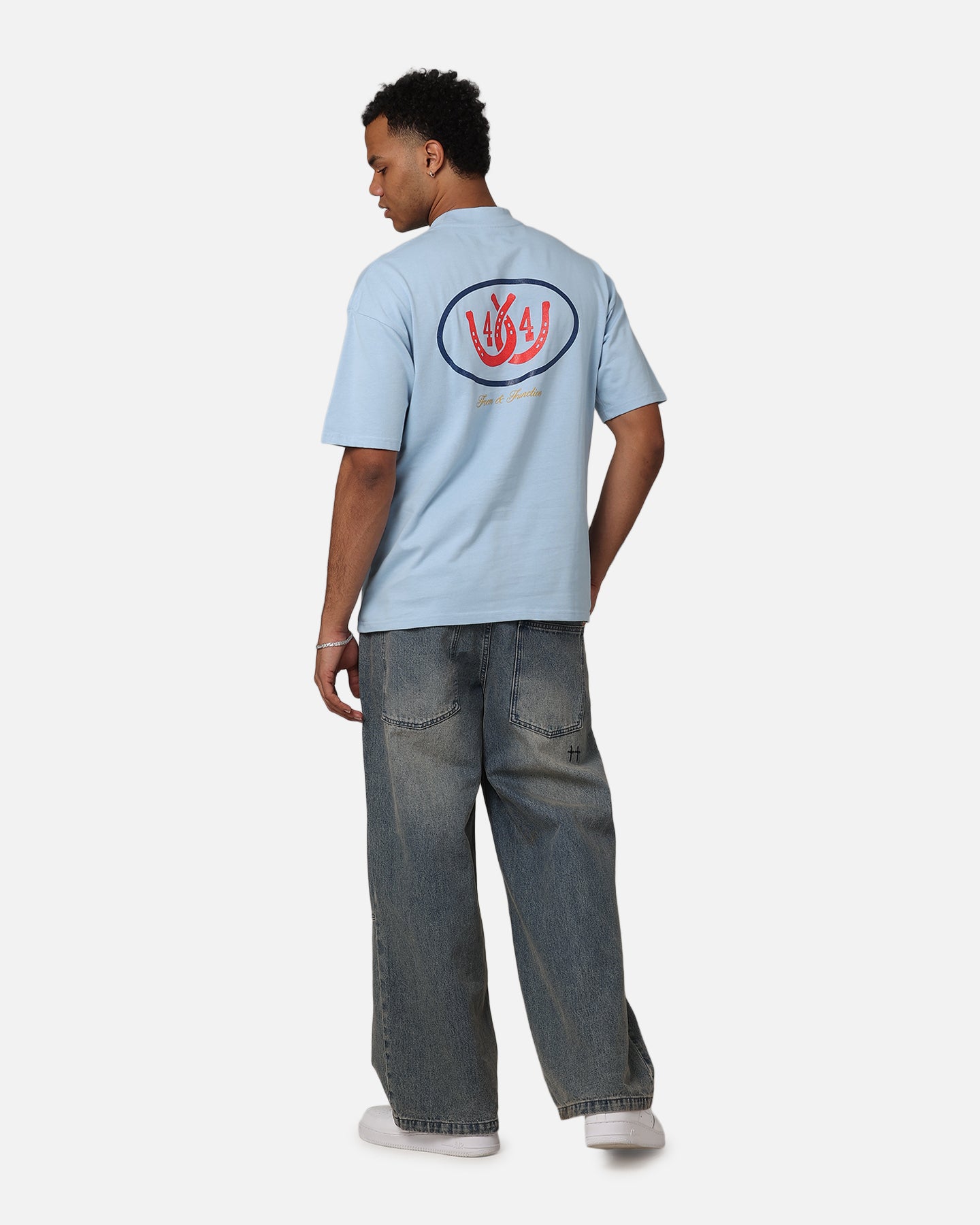 404 Desert Frontier T-Shirt for Men - Light Blue Vintage Graphic Tee | Casual Wear, Street Style, Outdoor Adventures