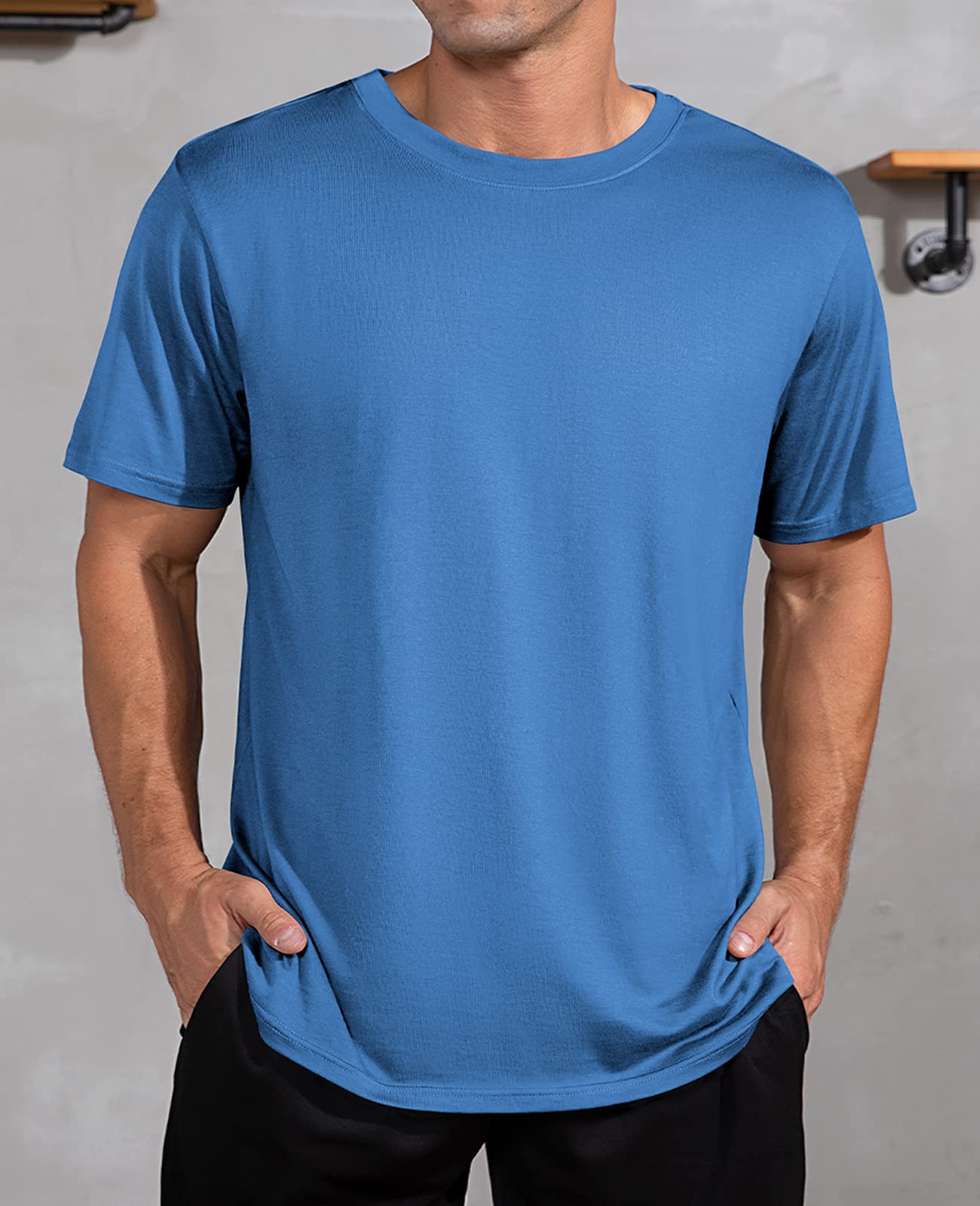 QUALFORT Men's Bamboo Viscose T-Shirt - Soft Breathable Crewneck Undershirt for Casual Wear & Layering | Eco-Friendly Comfort Shirt for Everyday Use