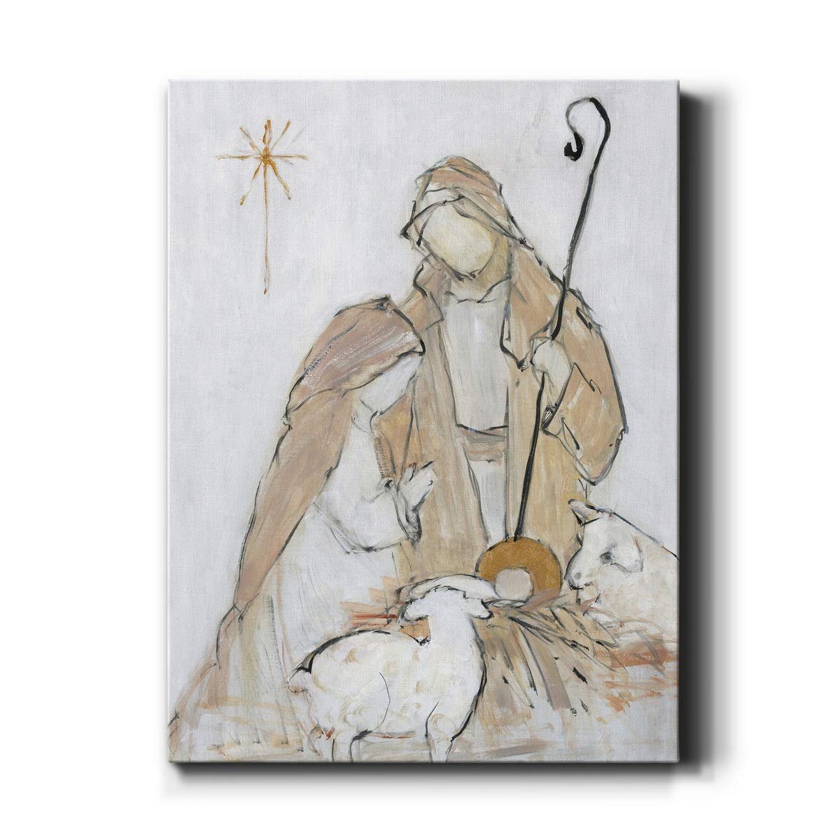 Premium Holy Night Family Wall Art - Jesus, Mary & Joseph Gallery Wrapped Canvas Print (48x32 Inches) | Ready to Hang Christian Home Decor | Made in USA | Perfect for Living Room, Bedroom & Church Decorations