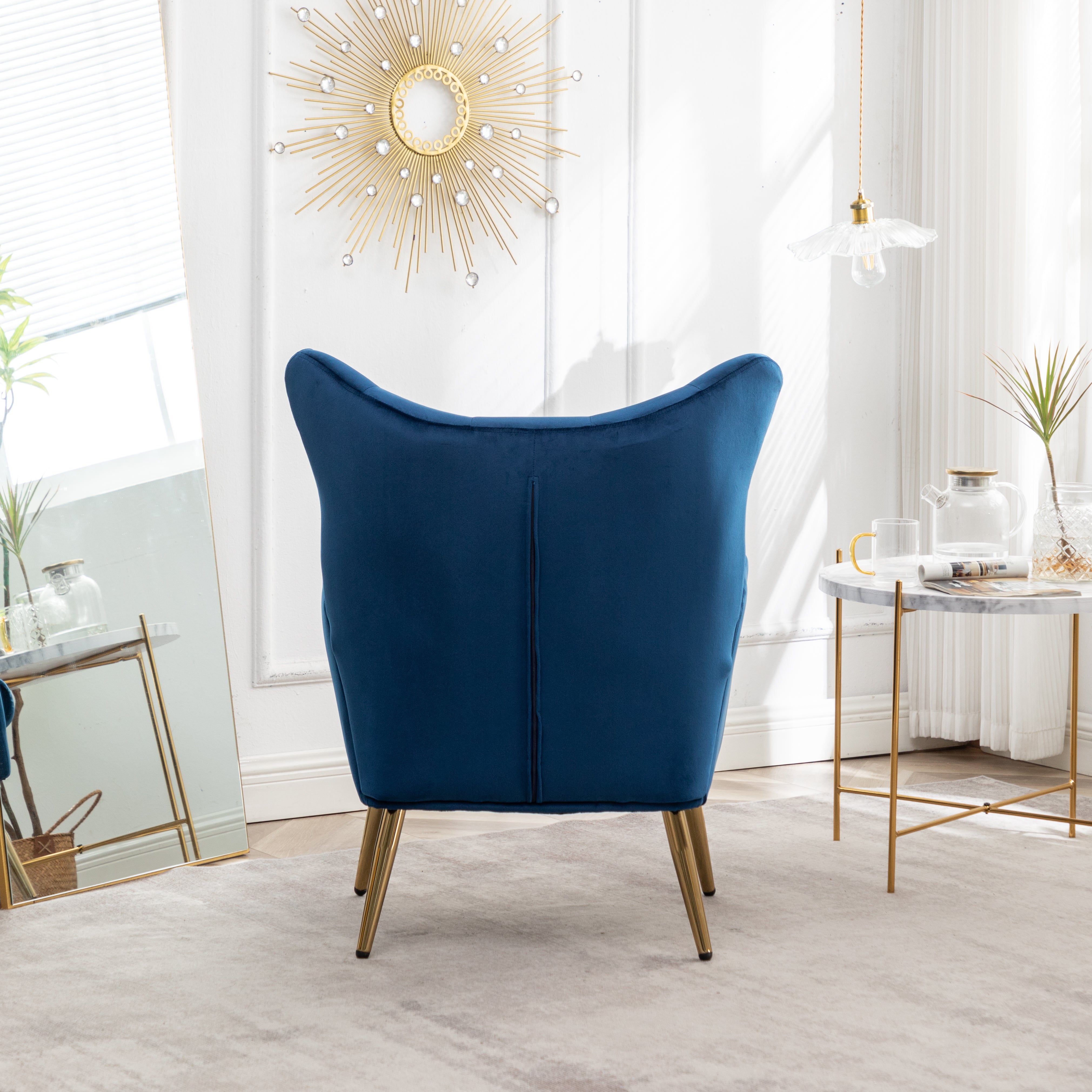 Roundhill Furniture Sovarol Velvet Button Tufted Wingback Accent Chair - Luxurious Living Room Seating for Home Office, Bedroom & Lounge Decor