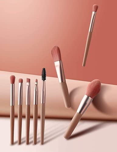 8-Piece Professional Makeup Brush Set for Foundation, Blush, Eyeshadow, Eyeliner, Lips & Brows - Portable Mini Cosmetic Brush Kit for Travel & Everyday Makeup Application
