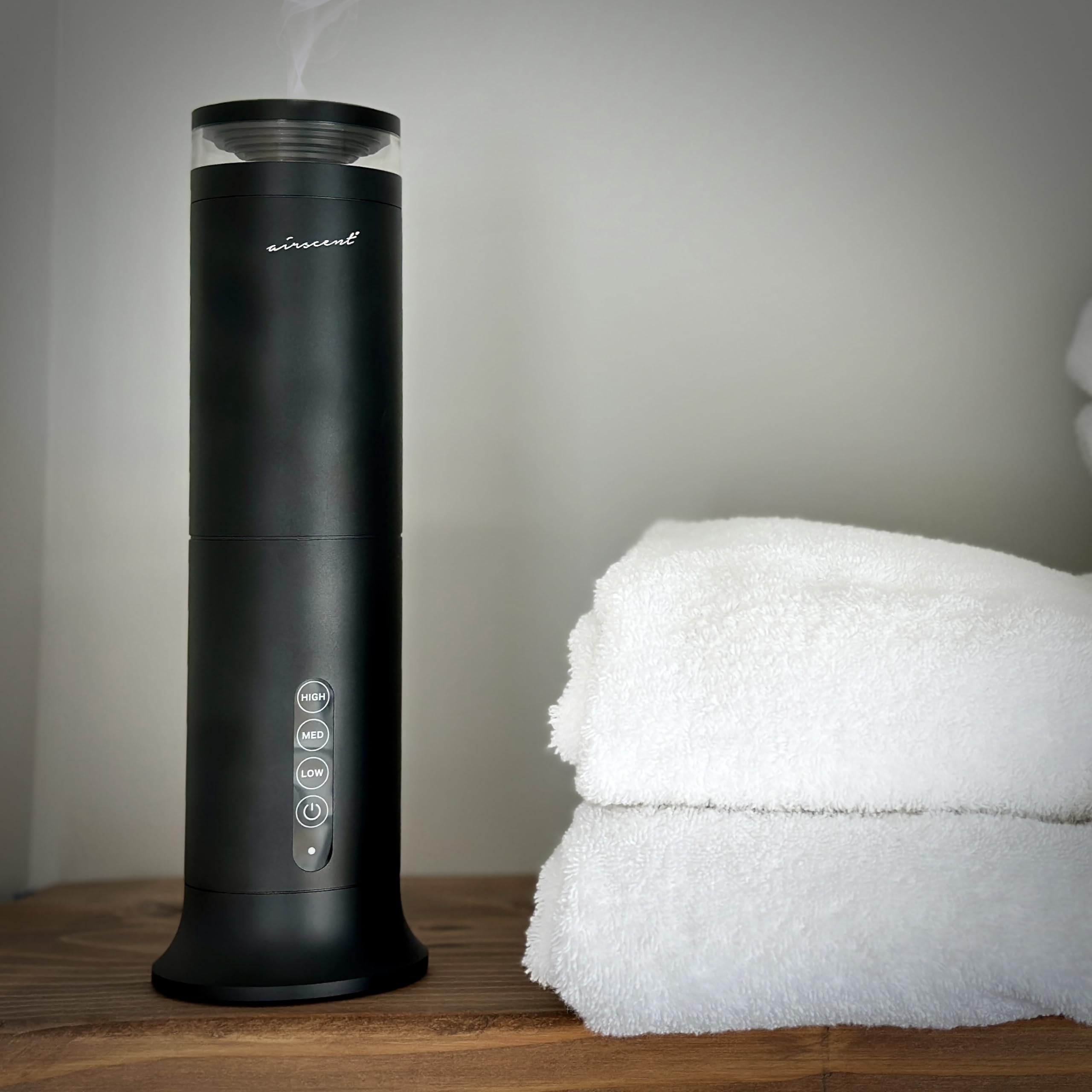 Wireless Essential Oil Diffuser - 100mL Waterless Aromatherapy Diffuser with 1000 Sq Ft Coverage - Smokey Black Fragrance Dispenser for Home, Office & Hotel Use - Perfect for Relaxation, Yoga & Spa Sessions