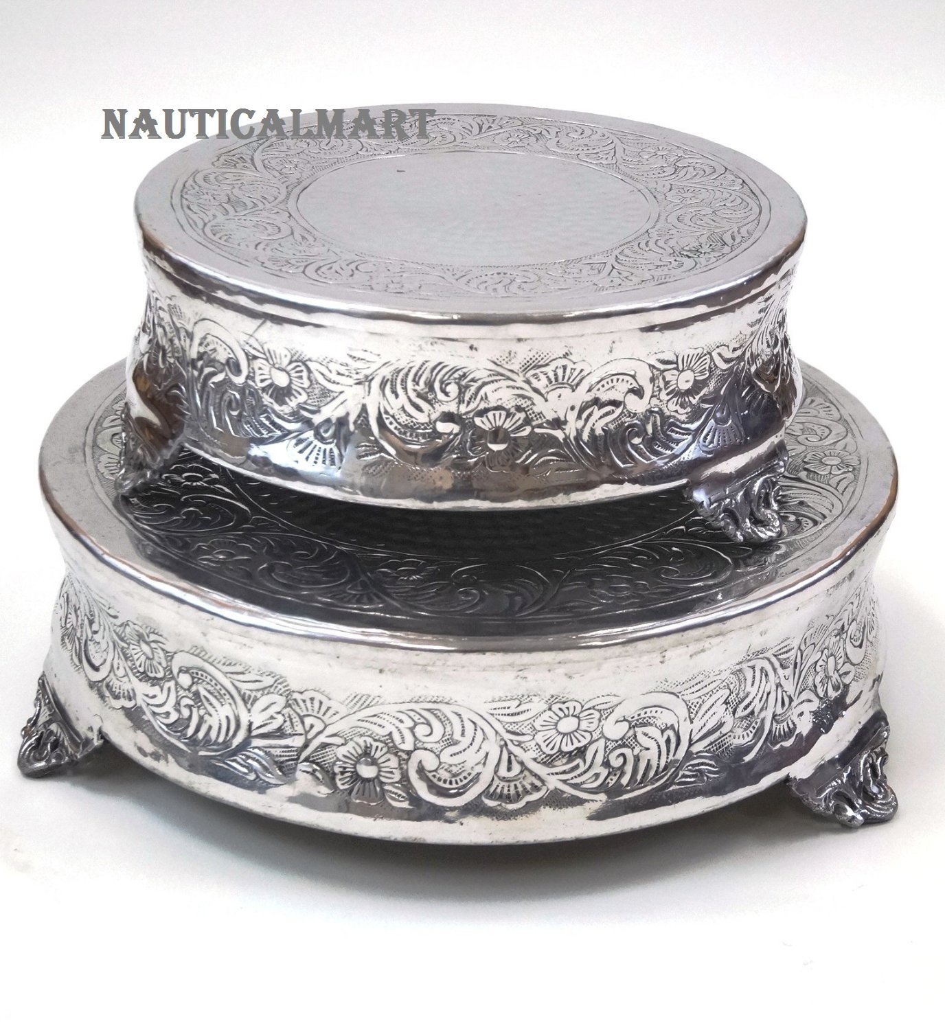 Premium Aluminum Cake Stand Set of 2 - Elegant Dessert Display for Wedding, Birthday & Party Decor - Rustproof & Durable by Nauticalmart - Perfect for Cupcakes, Macarons & Pastry Presentation