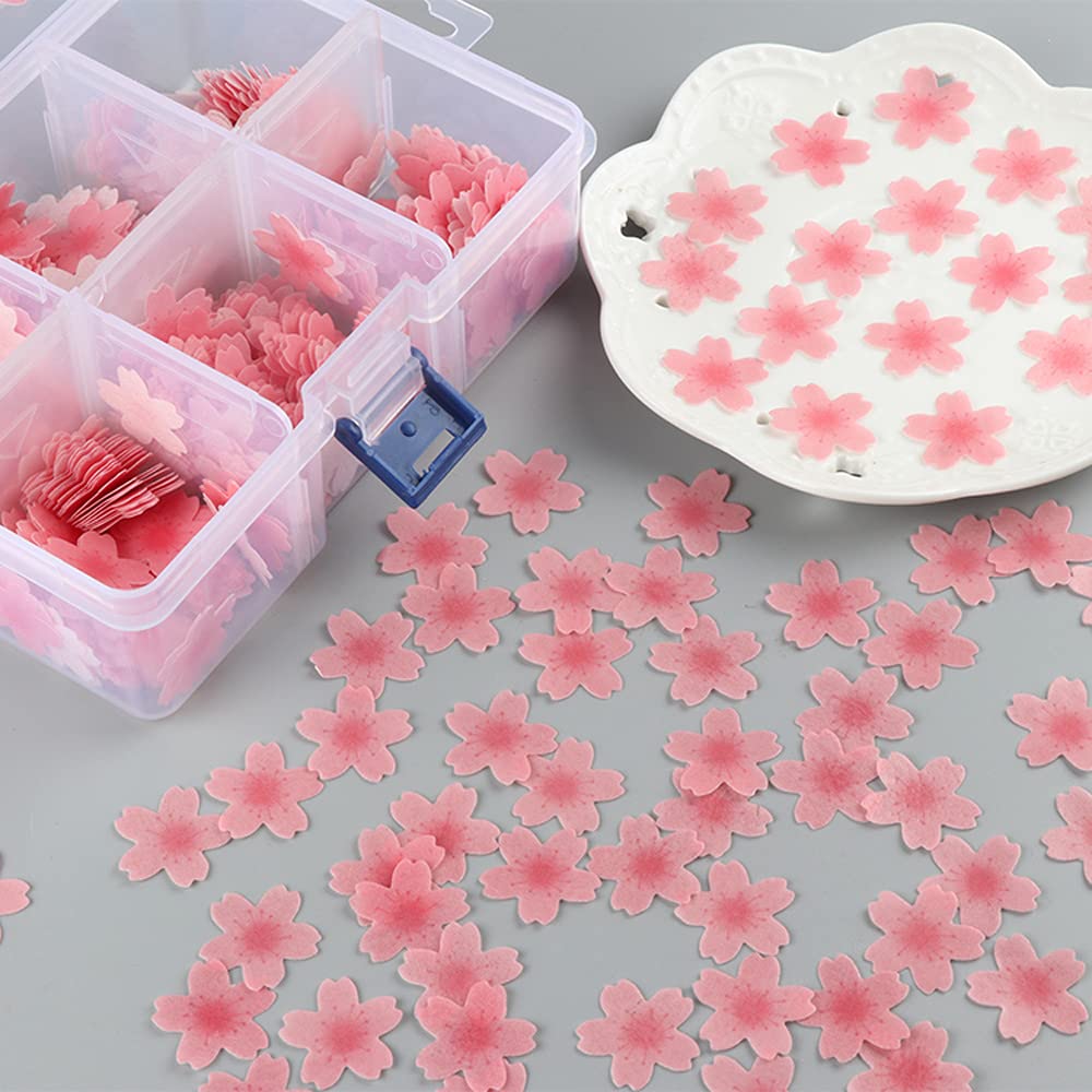 Edible Fake Cherry Blossom Flowers - Pink Sugar Flower Cake Cupcake Decorations (70-Piece Set) | Perfect for Wedding Cakes, Birthday Desserts & Spring-Themed Baking