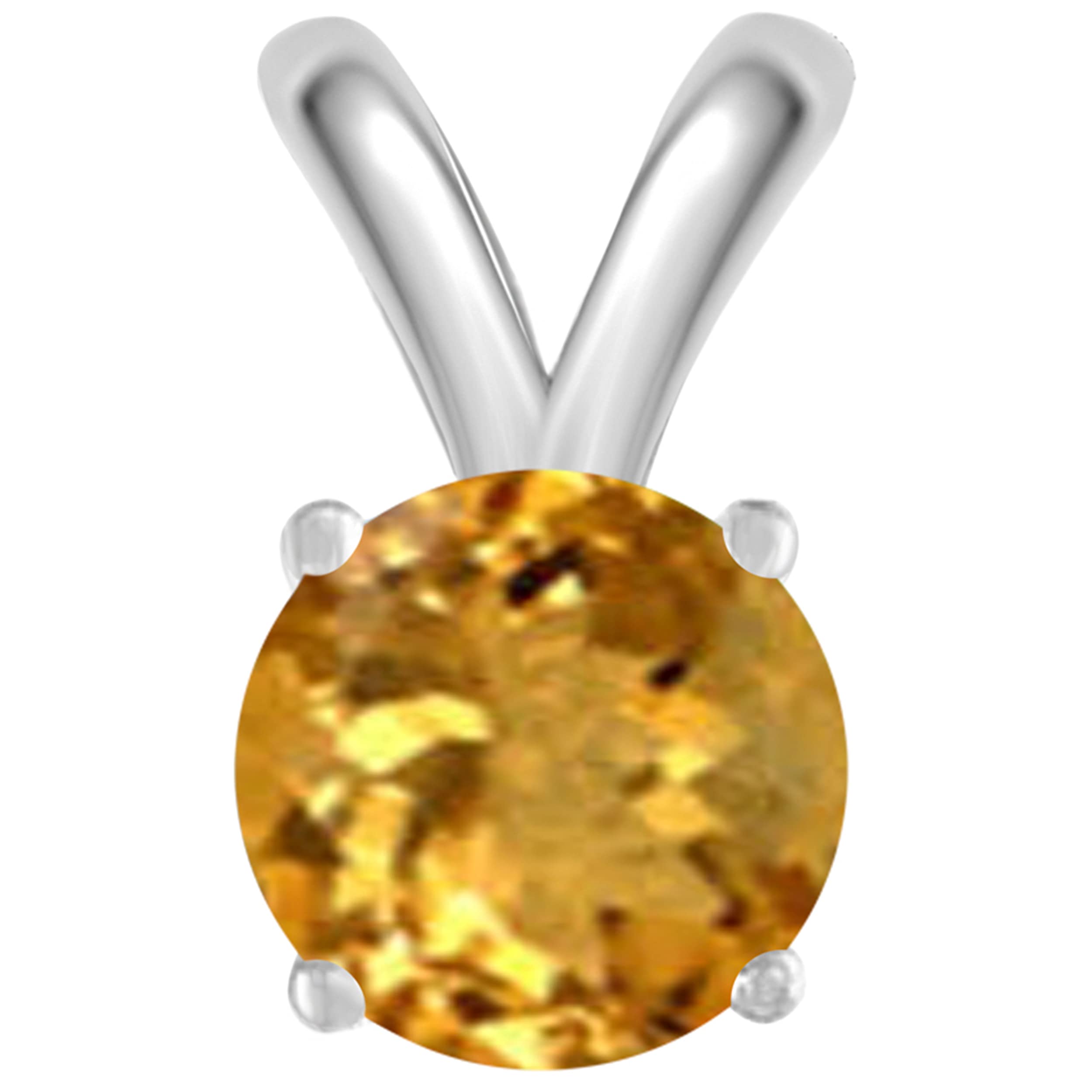 14K White Gold Citrine Pendant Necklace for Women | 0.80 Carat Round Cut Prong Setting | 18