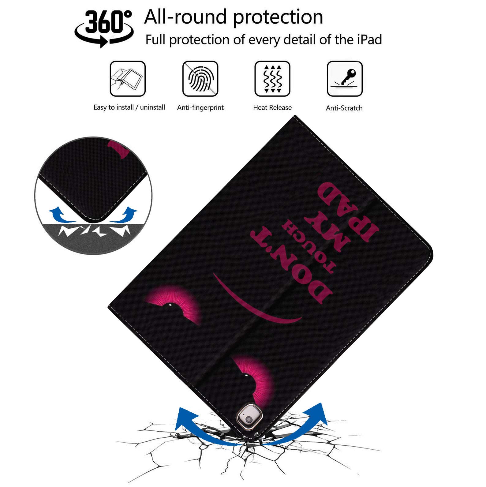 LACOMA iPad 9.7 Case (2018/2017) & iPad Air 1/2 Protective Cover - Shockproof Soft Rubber Back with Auto Wake/Sleep, Adjustable Leather Stand for iPad 6th/5th Generation - Perfect for Work, Travel & Home Use