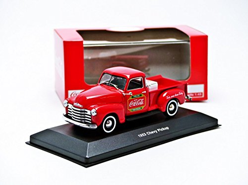 Coca-Cola 1/43 Scale 1953 Chevy Pickup Truck with Metal Cooler - Vintage Collectible Model Car for Display & Gift
