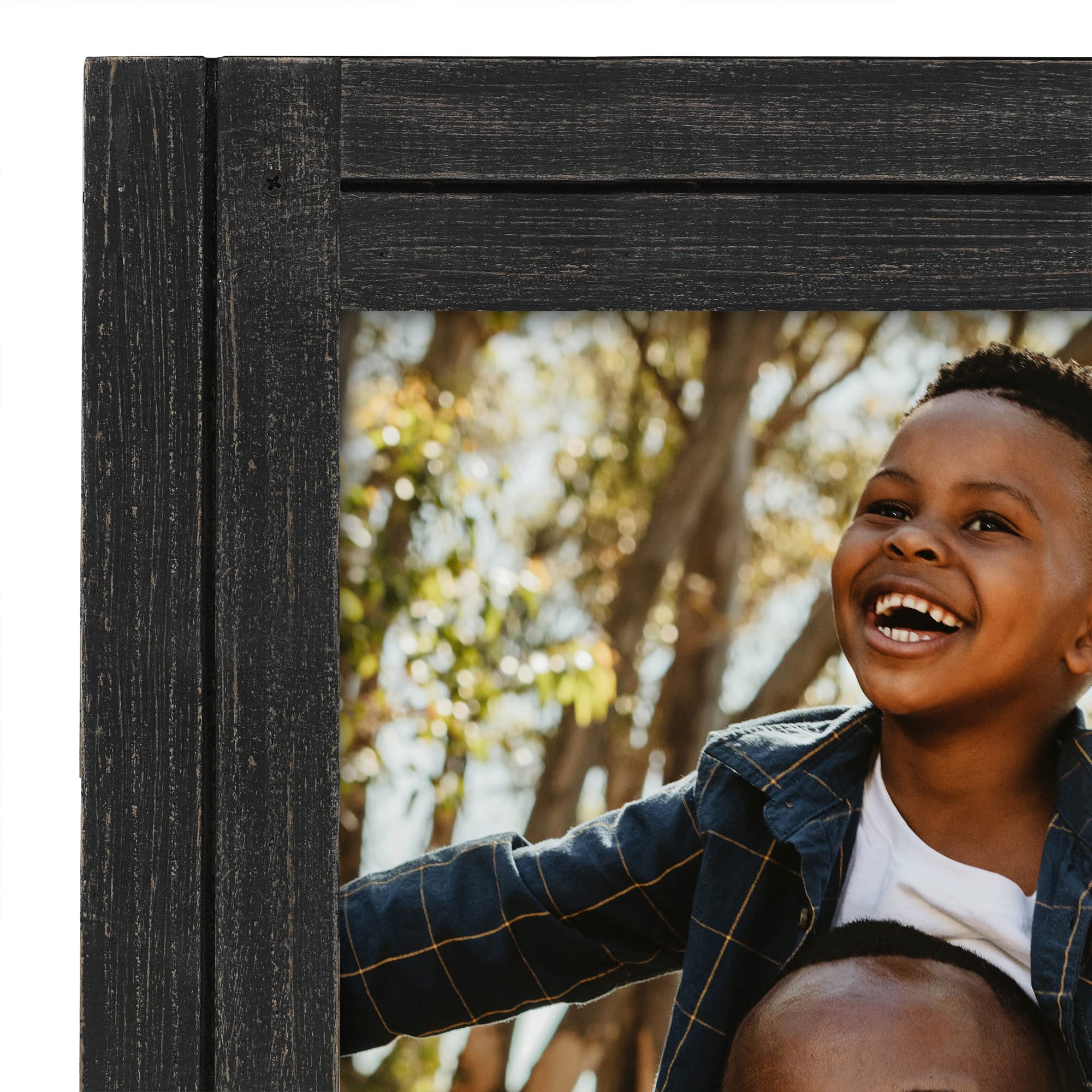 Americanflat 9x12 Picture Frame - Crystal Clear Glass, Distressed Wood - Wall & Tabletop Display for Home Decor