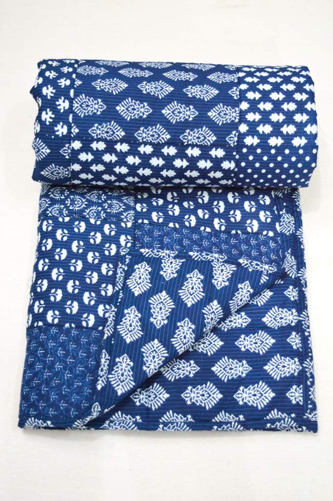Indian Indigo Patchwork Baby Quilt - Soft Unisex Nursery Blanket for Boys & Girls | Perfect for Cribs, Strollers, Playtime & Photo Shoots