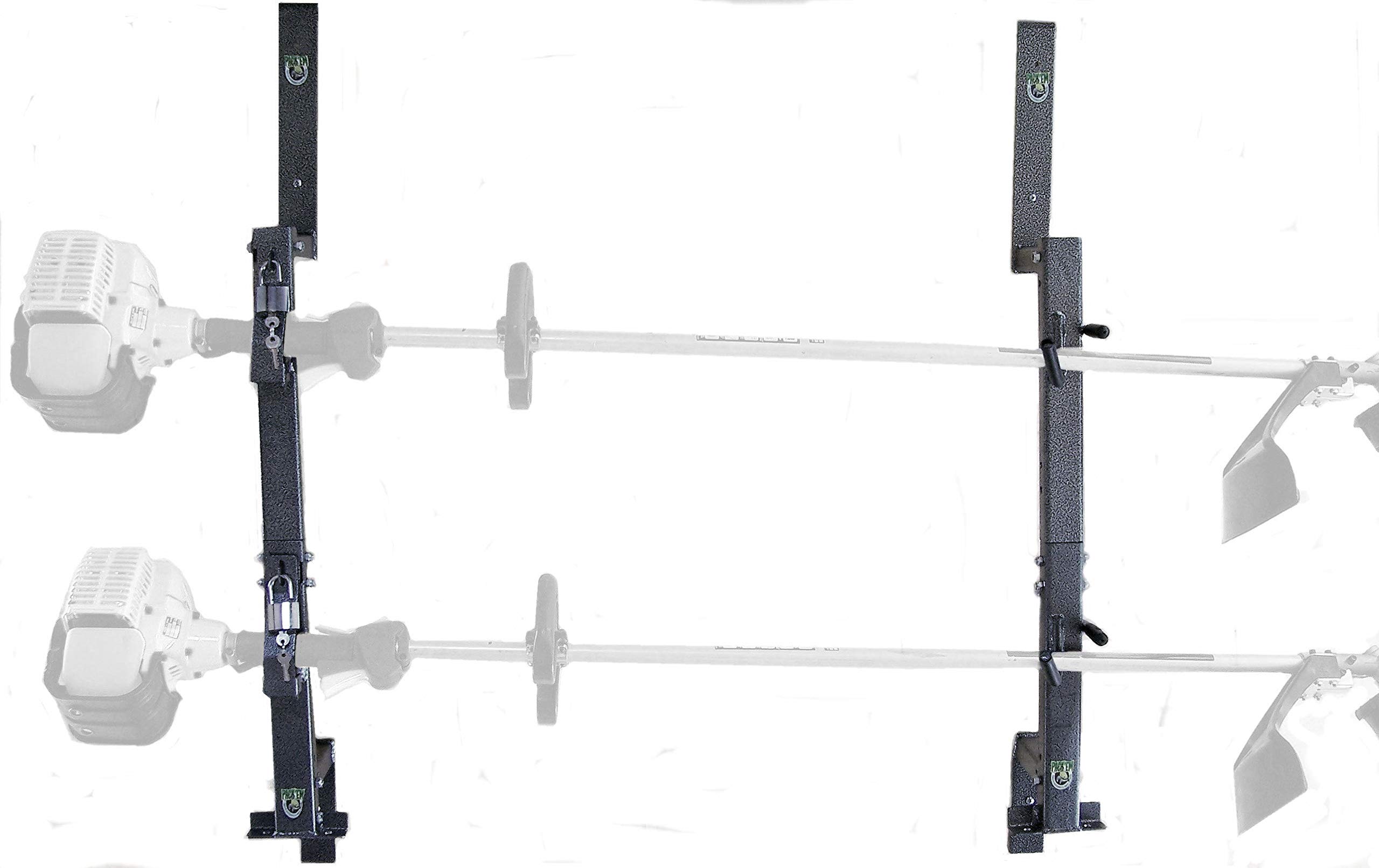 Pack'em 2 Place Enclosed Locking Trimmer Rack (PK-5-6S-6S2) - Secure Storage for Lawn Trimmers & Garden Tools - Perfect for Garage, Shed & Outdoor Organization
