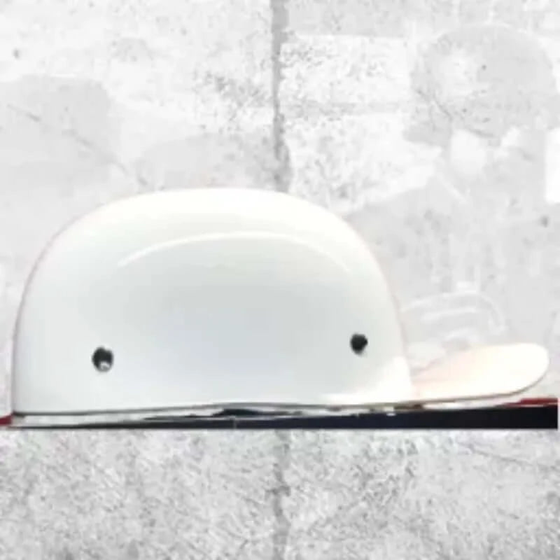 MicroLid Slider Baseball Motorcycle Helmet - White Gloss Finish for Safety & Style - Perfect for Riding, Racing & Outdoor Sports