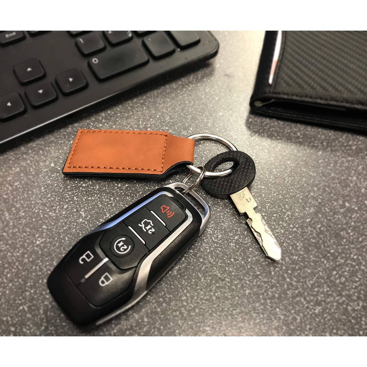 Dodge Charger Key Chain - Brown Rectangular Leatherette Key Fob for Dodge Vehicles | Perfect for Car Keys, Gift Ideas & Everyday Use