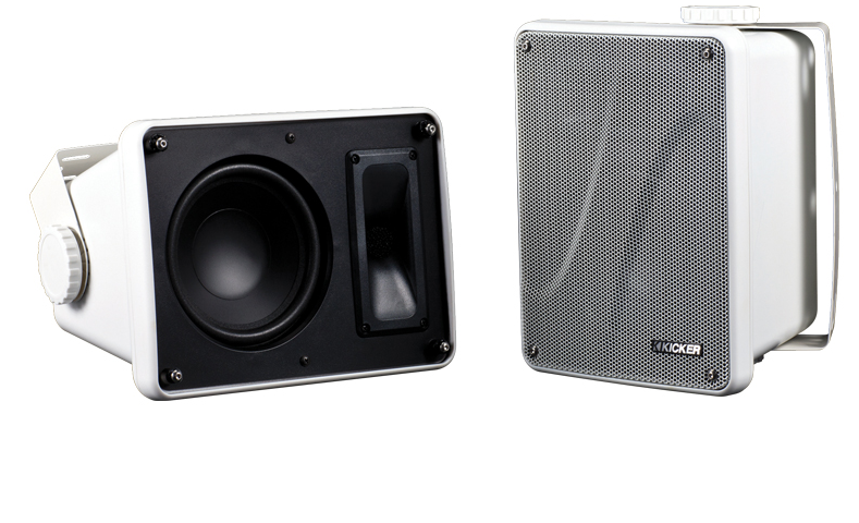 Kicker KB6000 Full Range Outdoor Speakers (Pair) - Waterproof & Weatherproof for Patio, Pool, and Backyard Entertainment