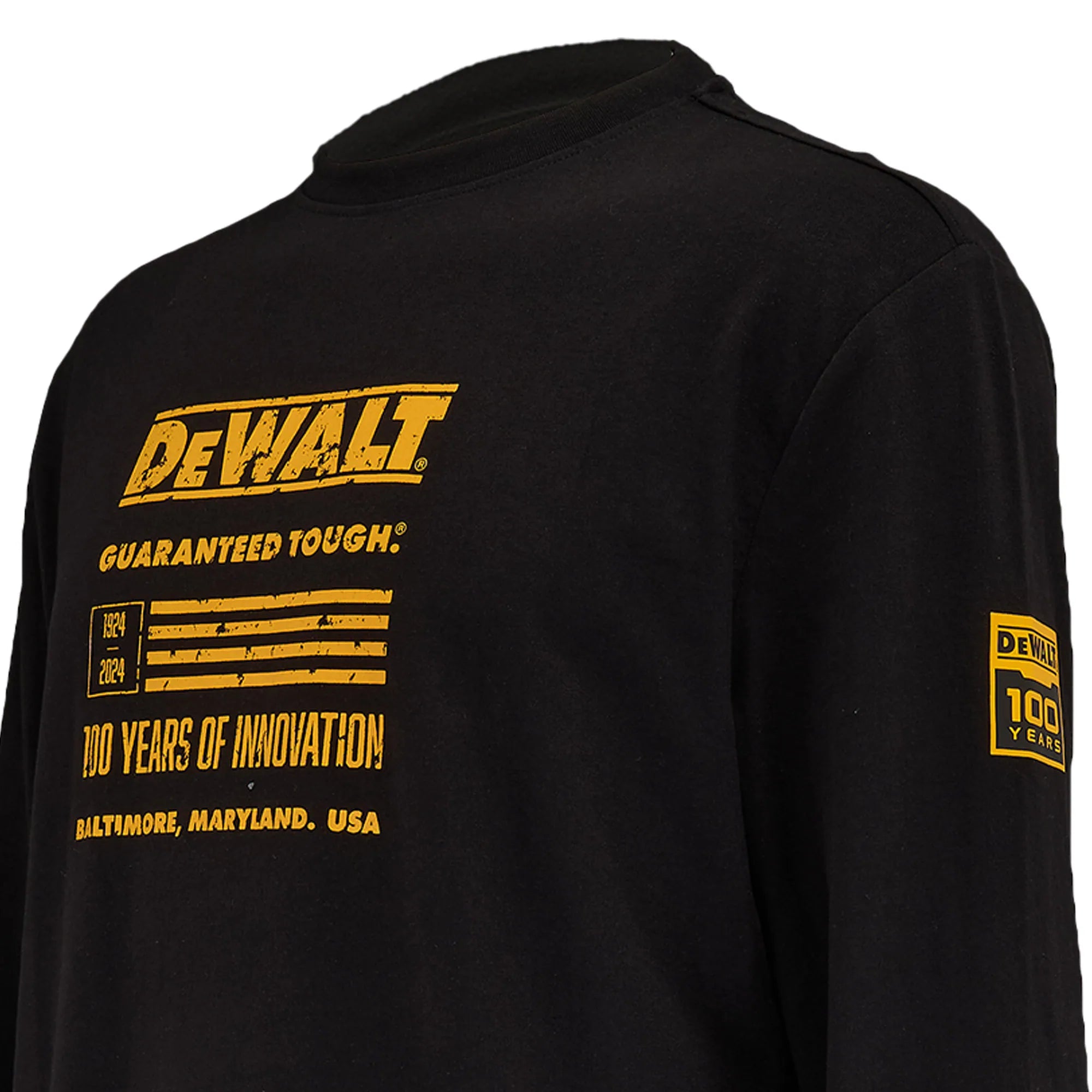 DeWALT 100 Years of Innovation Long Sleeve T-Shirt DXWW50069 - Durable Workwear for Construction & DIY Projects