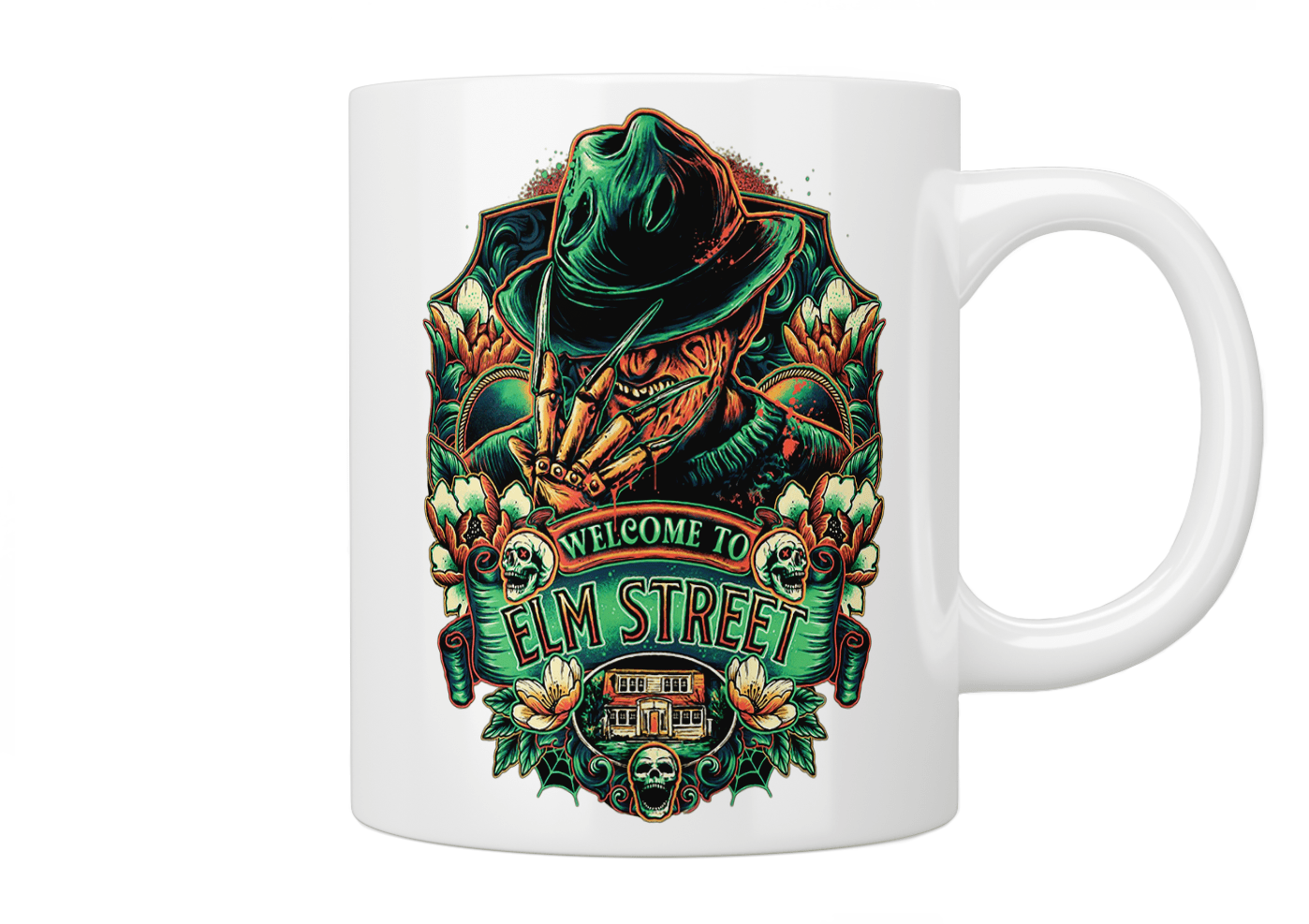 Freddy Krueger Welcome To Elm Street Coffee Mug - Horror Movie Fan Gift - Perfect for Halloween Parties & Nightmare on Elm Street Collectors