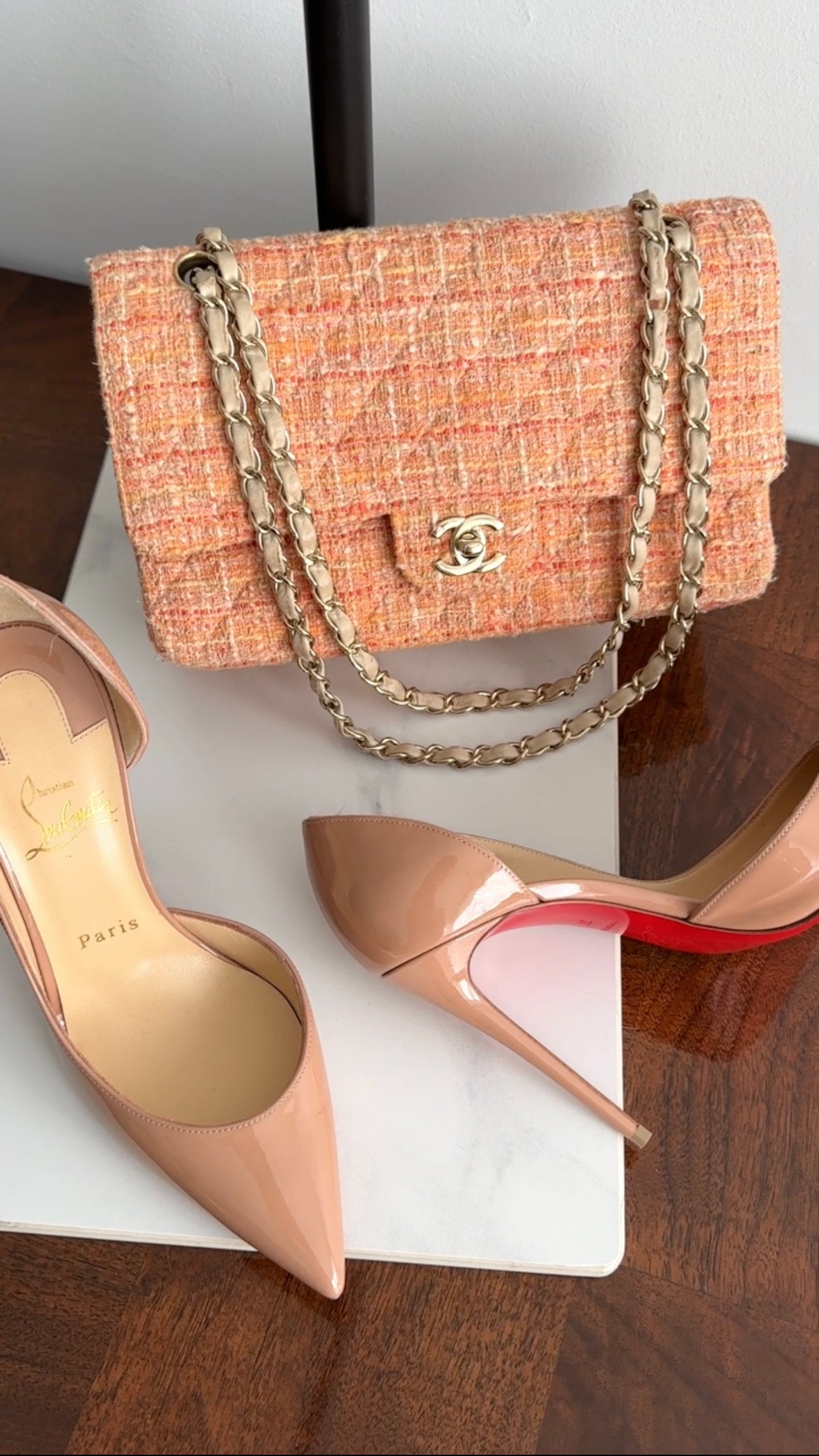 Christian Louboutin Iriza Nude Patent Leather 100mm Pumps - Women's Luxury High Heels for Weddings, Parties & Special Occasions - Size 37.5