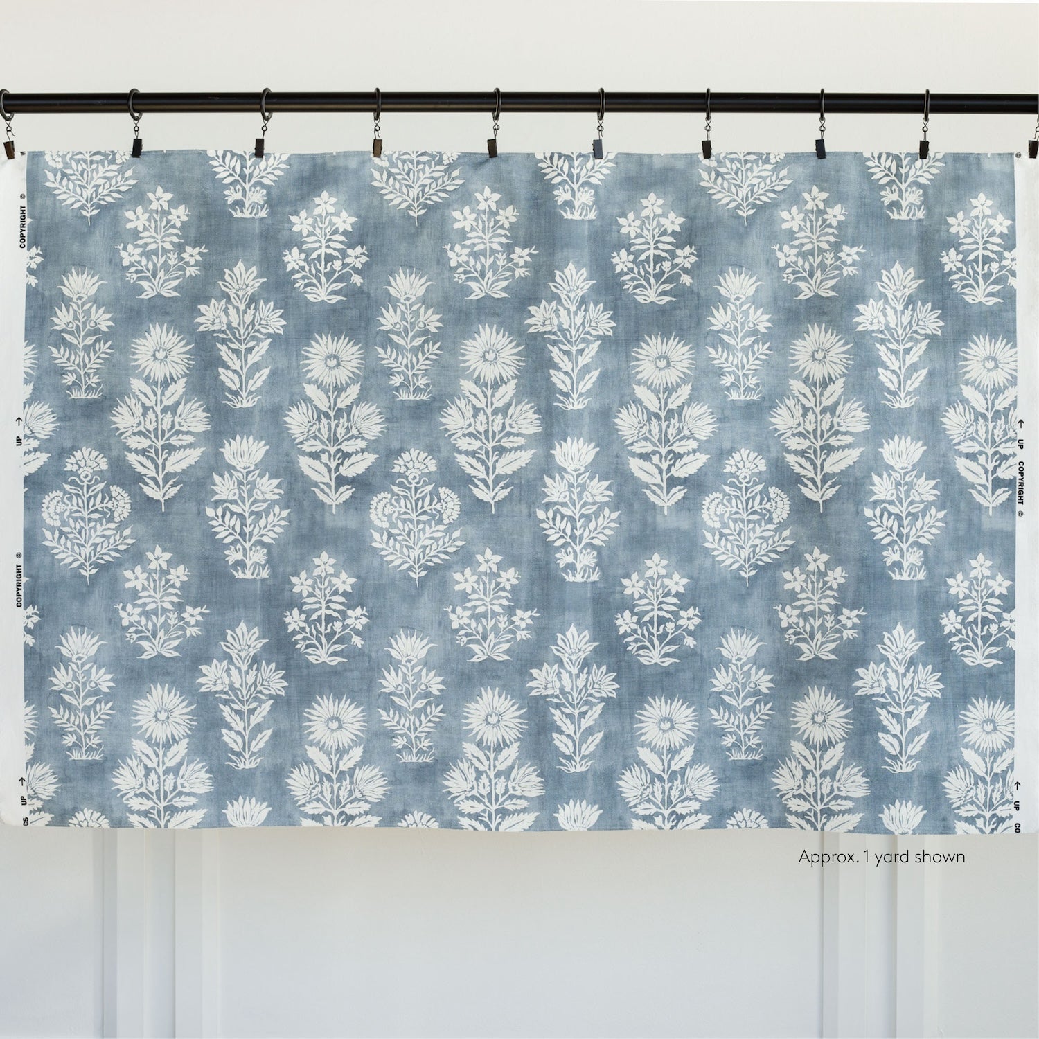 Premium Flora Fabric - Soft & Durable Denim Blue Cotton Material for DIY Crafts, Upholstery & Home Decor | Perfect for Sewing, Quilting & Fashion Projects