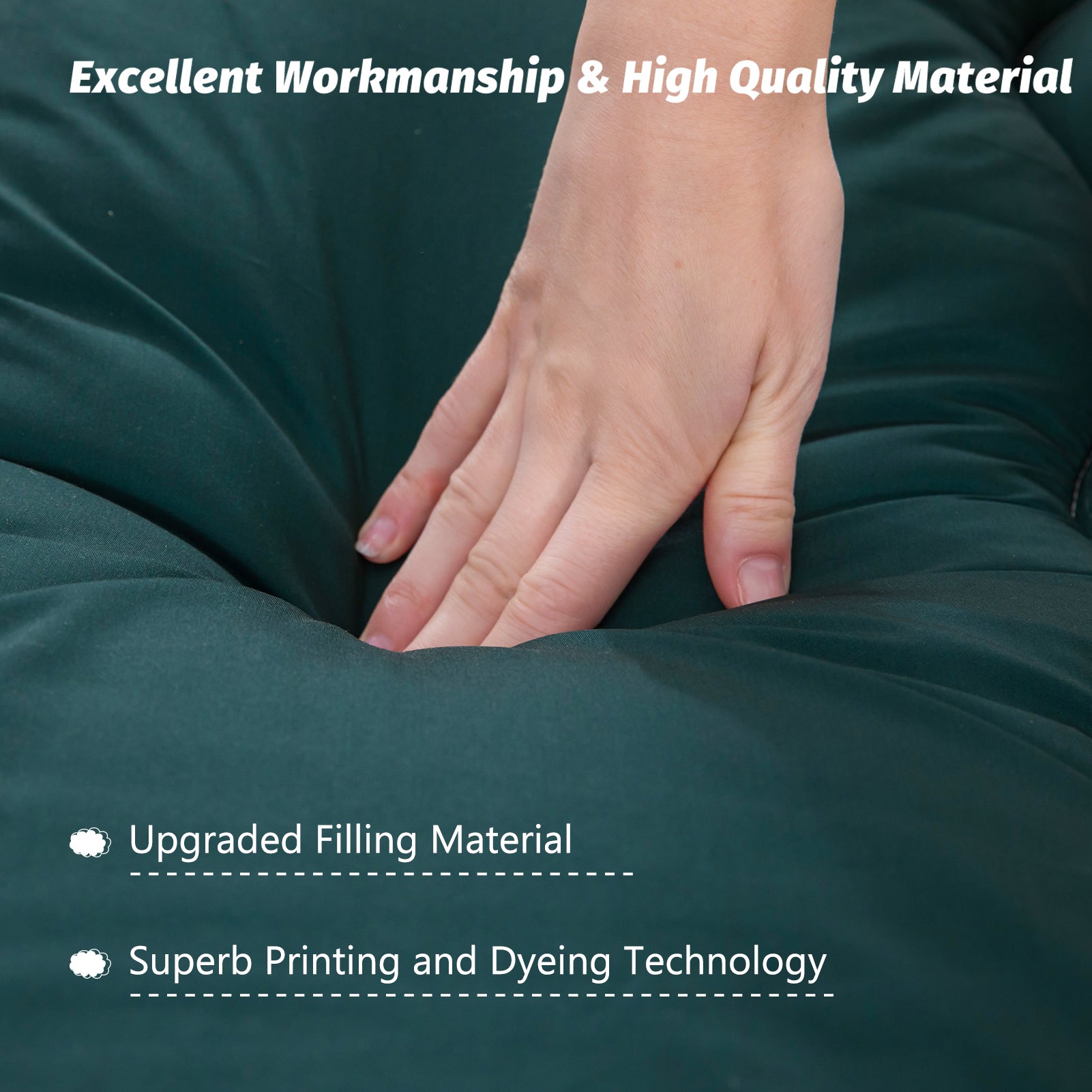 MAXYOYO Japanese Floor Futon Mattress - Dark Green Foldable Sleeping Mat for Guest Bed, Meditation & Small Space Living | Comfortable Tatami Style Floor Bed for Adults