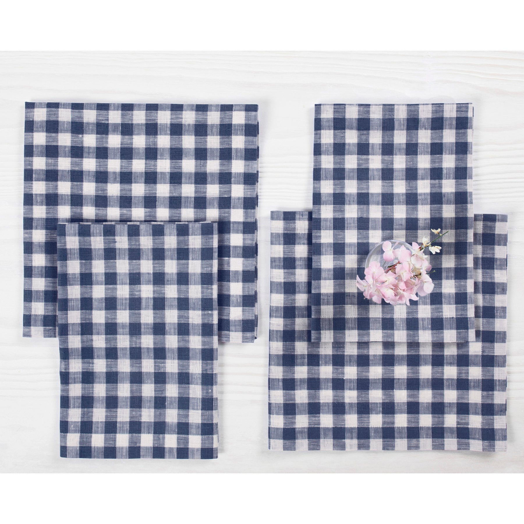 Premium Gingham Checkered Napkins Set of 4 - 100% Cotton Kitchen & Dining Cloth for Parties, Picnics, and Everyday Use