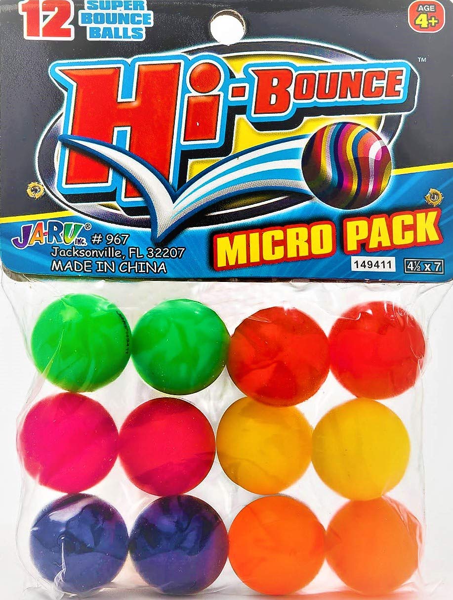 Premium 12-Pack Ja-Ru Super Bouncy Balls - High Bounce Rubber Ball Set for Kids, Party Favors, Prizes & Gifts | Fun Outdoor Games, Classroom Rewards, Birthday Goodie Bags & Stress Relief Toys