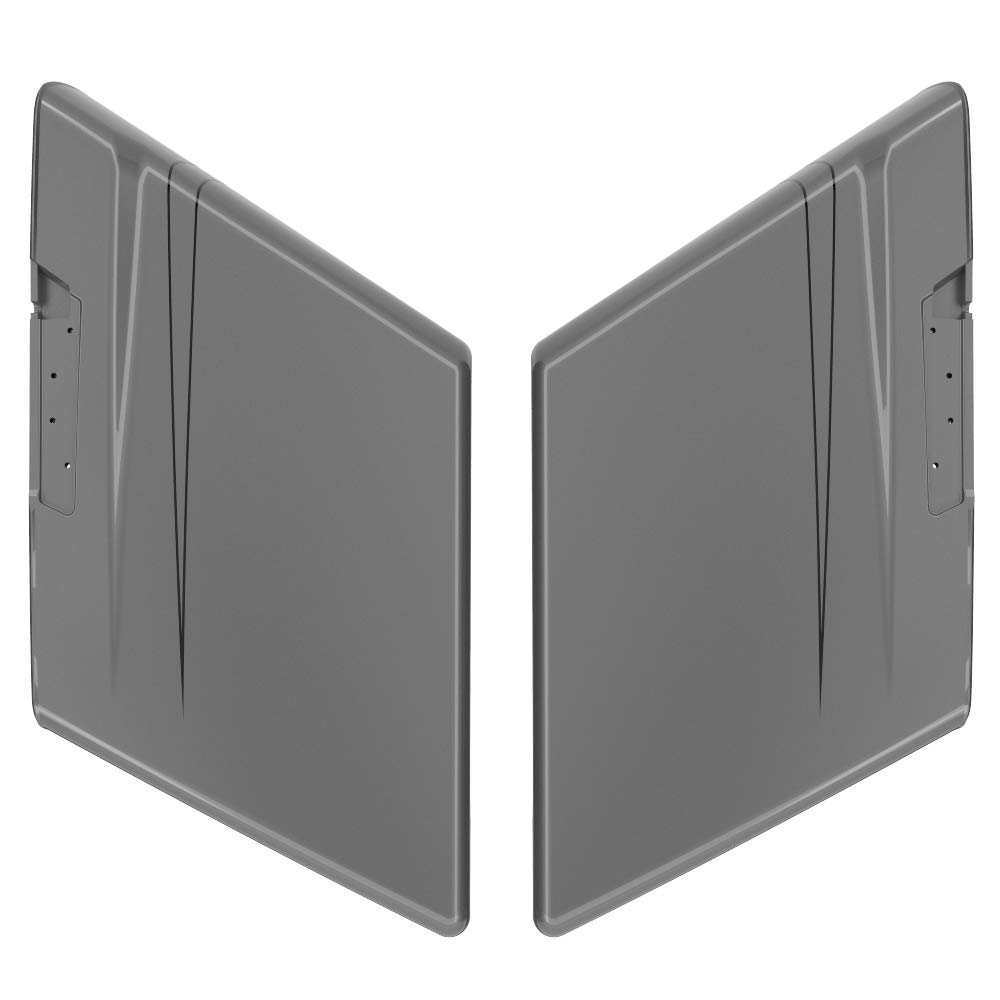 Advanblack Motorcycle Extended Saddlebags with Skid Plates - Fits 2014+ Harley Davidson Touring Models - Charcoal Pearl & Black Pinstripe Design - Waterproof Storage for Long Rides & Road Trips