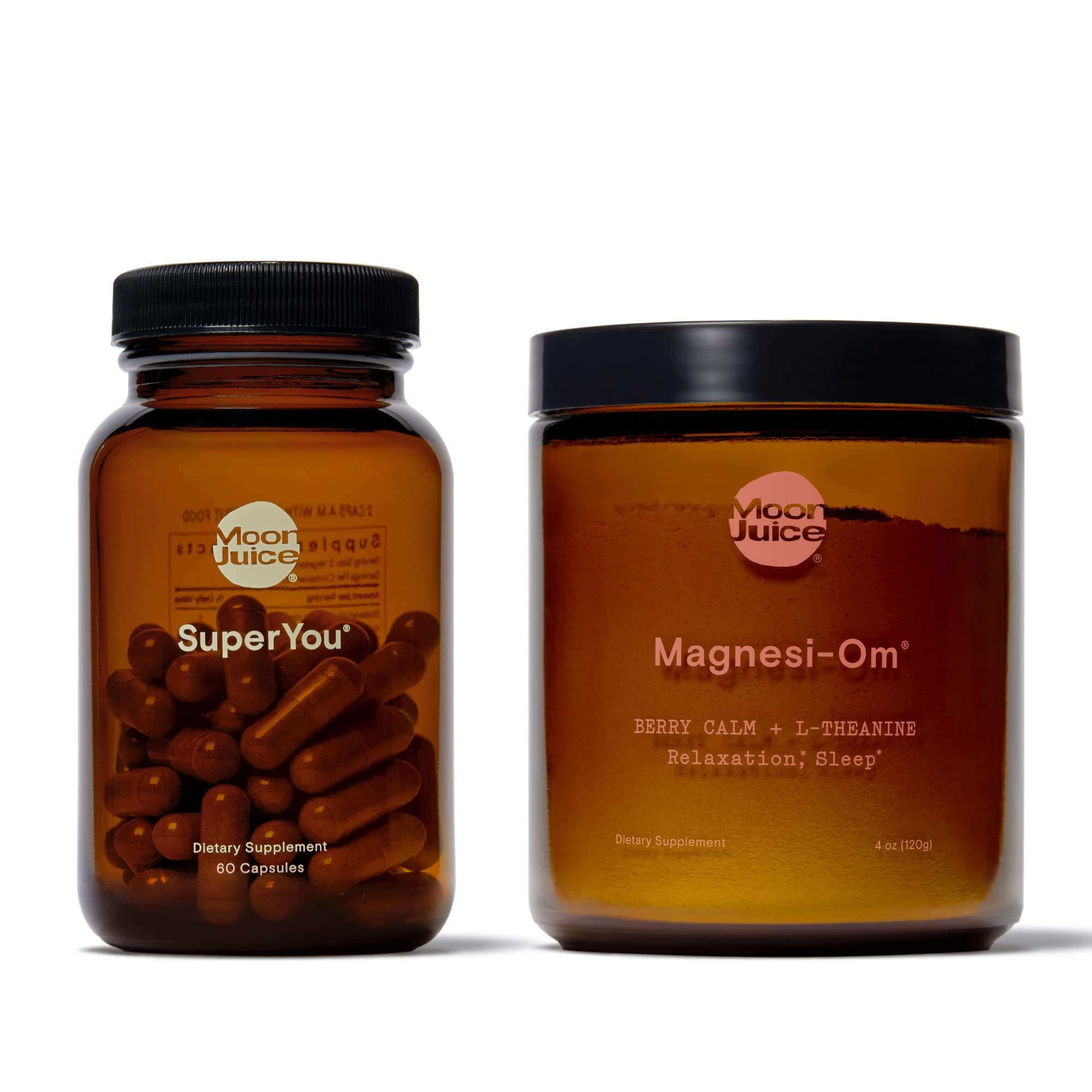 Moon Juice SuperYou Adaptogen Supplement & Magnesi-Om Magnesium Powder - Natural Stress Relief for Calm & Relaxation | AM/PM Wellness Ritual for Better Sleep & Anxiety Relief - Perfect for Busy Professionals & Yoga Practitioners