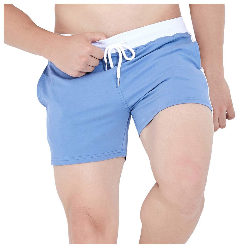LATINDAY Men's Athletic Sweat Shorts with Pockets & Drawstring - Comfortable Casual Workout Shorts for Gym, Running, Lounge & Home Wear - Blue