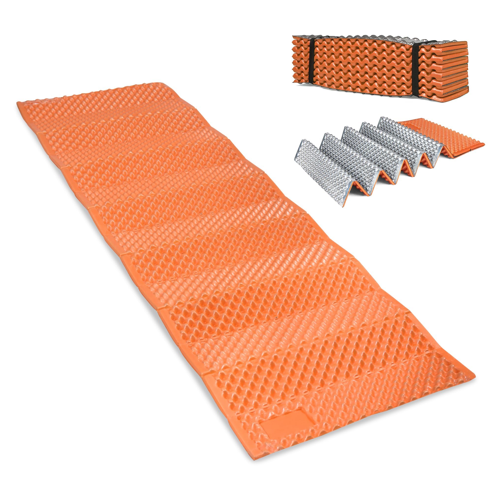 Lightweight Foam Sleeping Pad for Camping & Backpacking - Waterproof Folding Mat with XPE Foam & Aluminum Layer - Portable Closed Cell Foam Pad for Hiking, Travel, Outdoor Adventures - Perfect for Tents, RVs, and Beach Trips