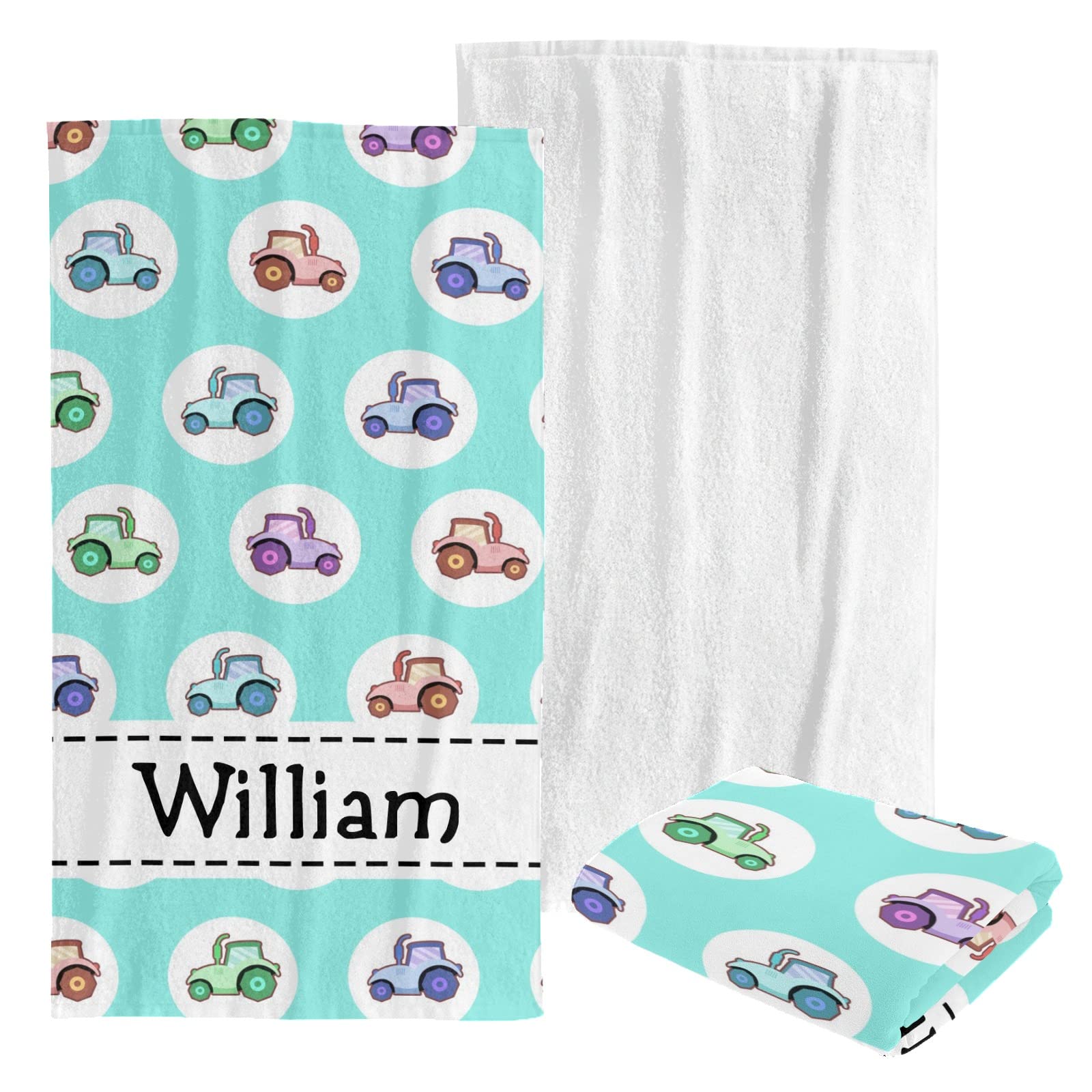 Custom Personalized Beach Towel - Soft Quick-Dry Bath Towel Blanket for Swimming, Pool, Travel - Kids, Men, Women - Car Pattern Green - Perfect for Beach Vacations, Summer Outings & Water Activities