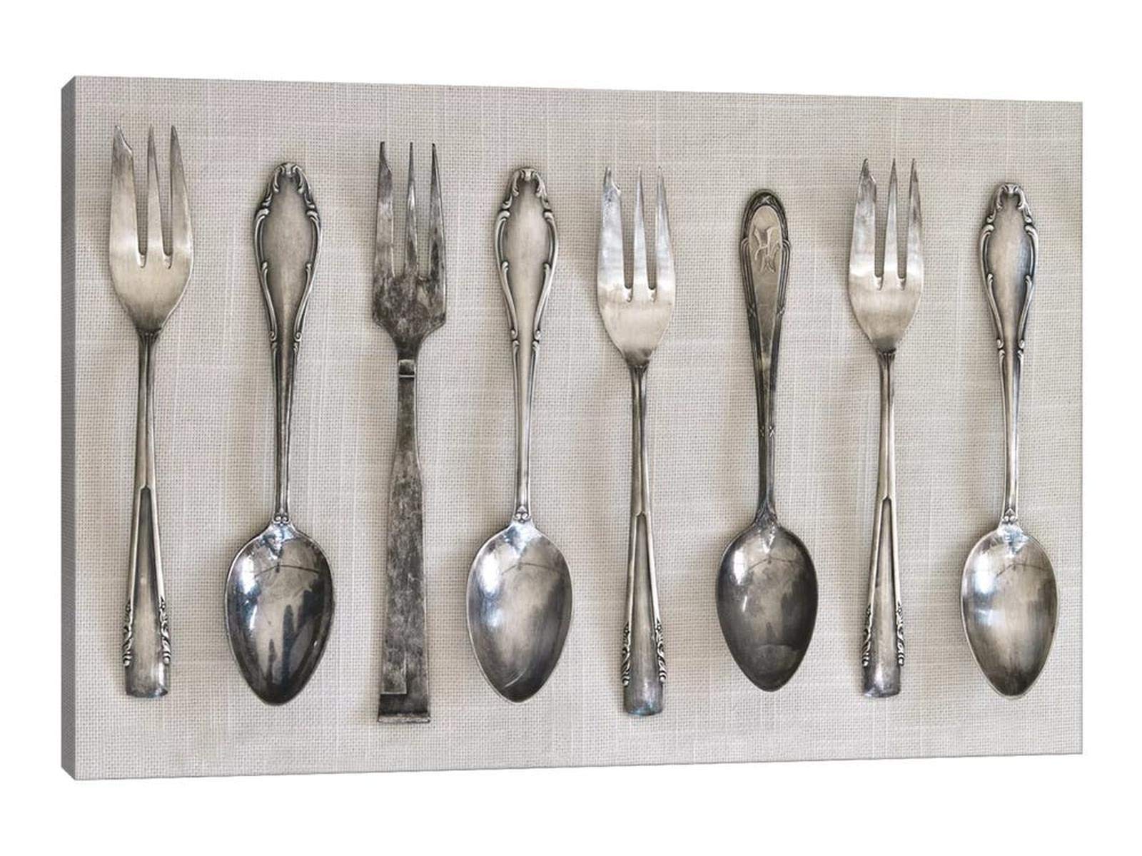 Kitchen Canvas Wall Art - Modern Dining Room Decor with Tableware & Cooking Utensils - Framed Ready-to-Hang Painting for Home, Restaurant & Cafe (28x40 Inches) - Perfect for Kitchen Wall Decor & Culinary-Themed Spaces