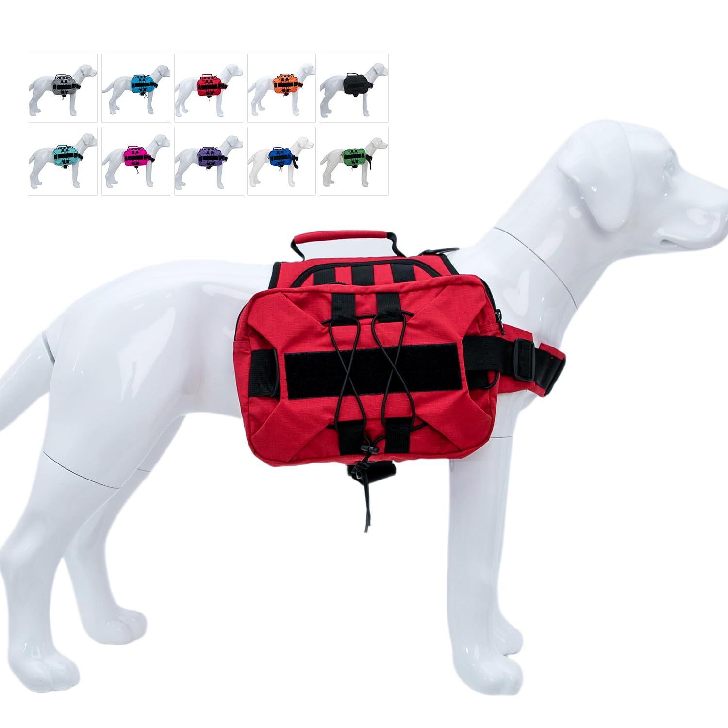 **Large Dog Backpack for Hiking & Travel - Adjustable Tactical Dog Pack with Side Pockets for Small, Medium & Large Dogs - Outdoor Hound Saddle Bag for Camping, Training & Adventures (Red)**    *Perfect for hiking trips, outdoor adventures, and training sessions with your furry friend!*