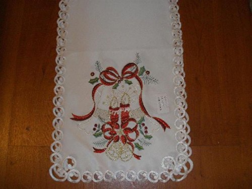 MH09123-1420-2 14x20 Inch Embroidered Christmas Candles Cutwork Placemats - Holiday Table Decor for Festive Dining & Seasonal Home Decor