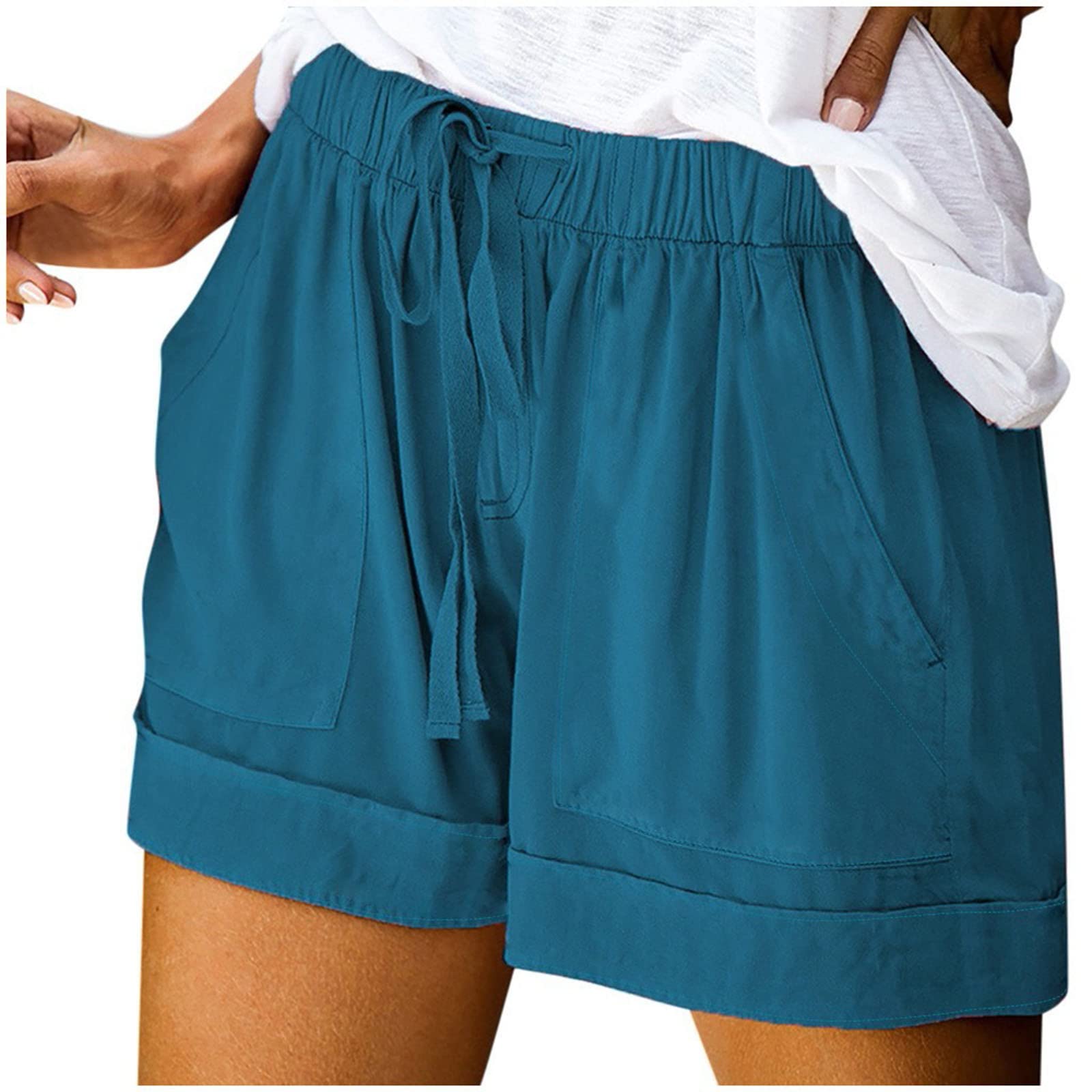 Women's JEGULV Summer Shorts - Lightweight Elastic Waist with Pockets | Casual & Dressy for Outdoors
