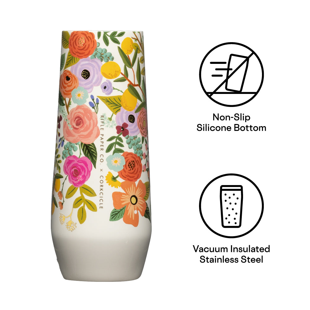 Rifle Paper Co. Stemless Flute - Elegant 12oz Glass for Champagne, Cocktails & Wine - Perfect for Weddings, Parties & Home Entertaining