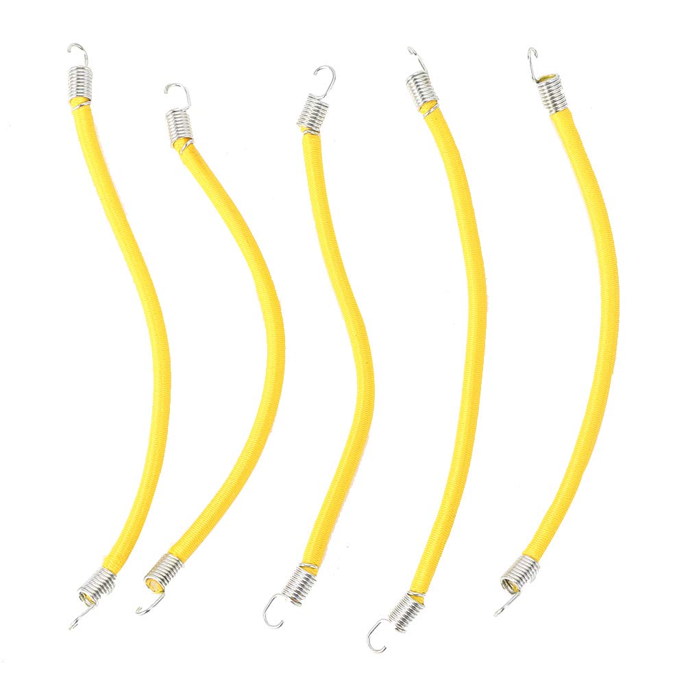 VGEBY 5pcs Elastic Roof Rack Rope - Heavy Duty RC Luggage Tie Down Straps for SCX10 & 1/10 Scale RC Cars (10CM, Yellow) - Perfect for Off-Road Adventures & Securing Gear on RC Models