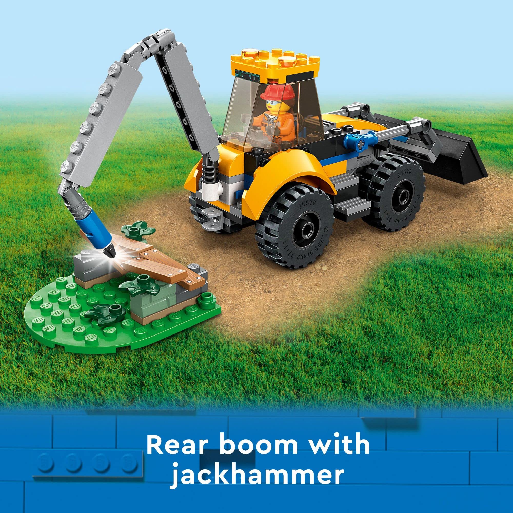 LEGO City Construction Digger 60385 Building Toy Set - Excavator Model with Tools & Minifigures, Creative STEM Vehicle Kit for Kids Ages 5+, Perfect for Birthday Gifts, Construction Role Play & Indoor Building Activities