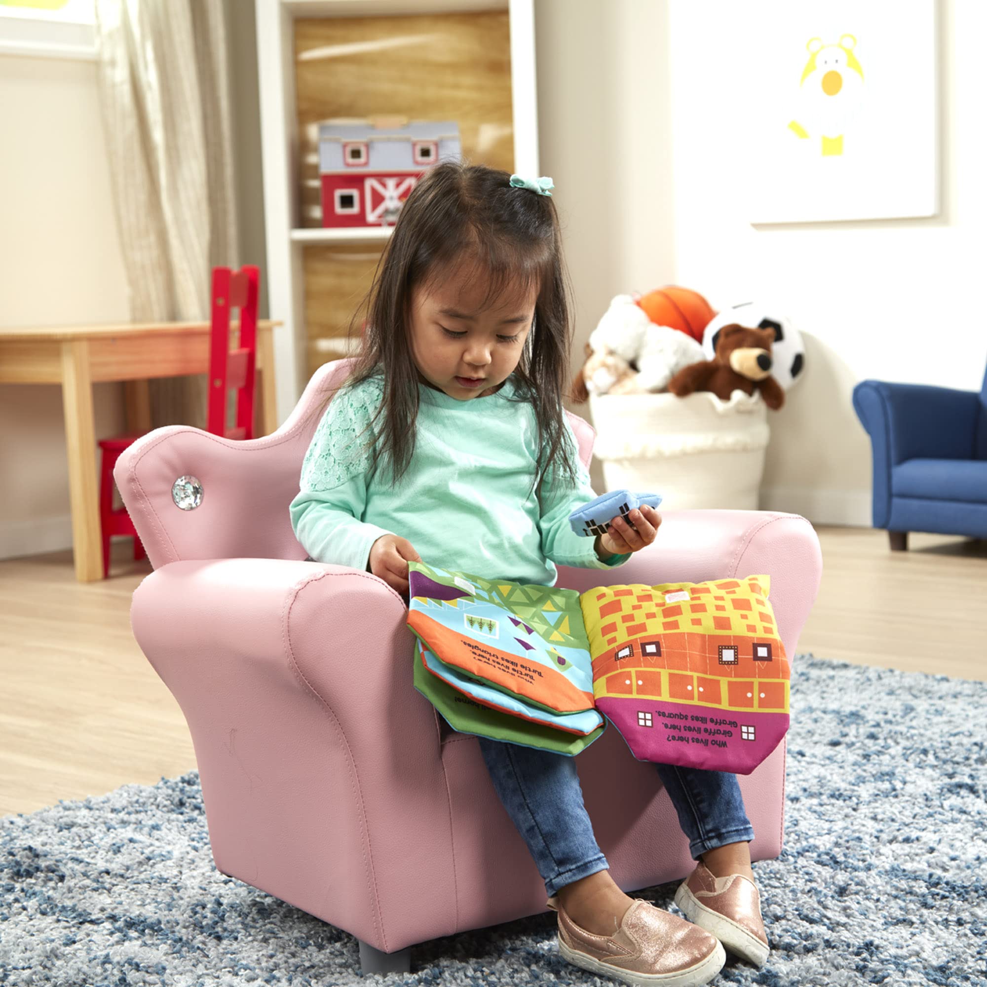 Melissa & Doug Pink Faux Leather Child’s Crown-Back Armchair - Princess Chair for Toddlers & Kids | Durable Children's Furniture for Bedroom, Playroom & Nursery Decor