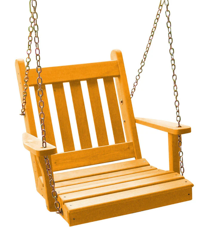 Regallion 2' Traditional Wooden Porch Swing Chair - Outdoor Hanging Swing for Garden, Patio, Deck - Perfect for Relaxing & Lounging