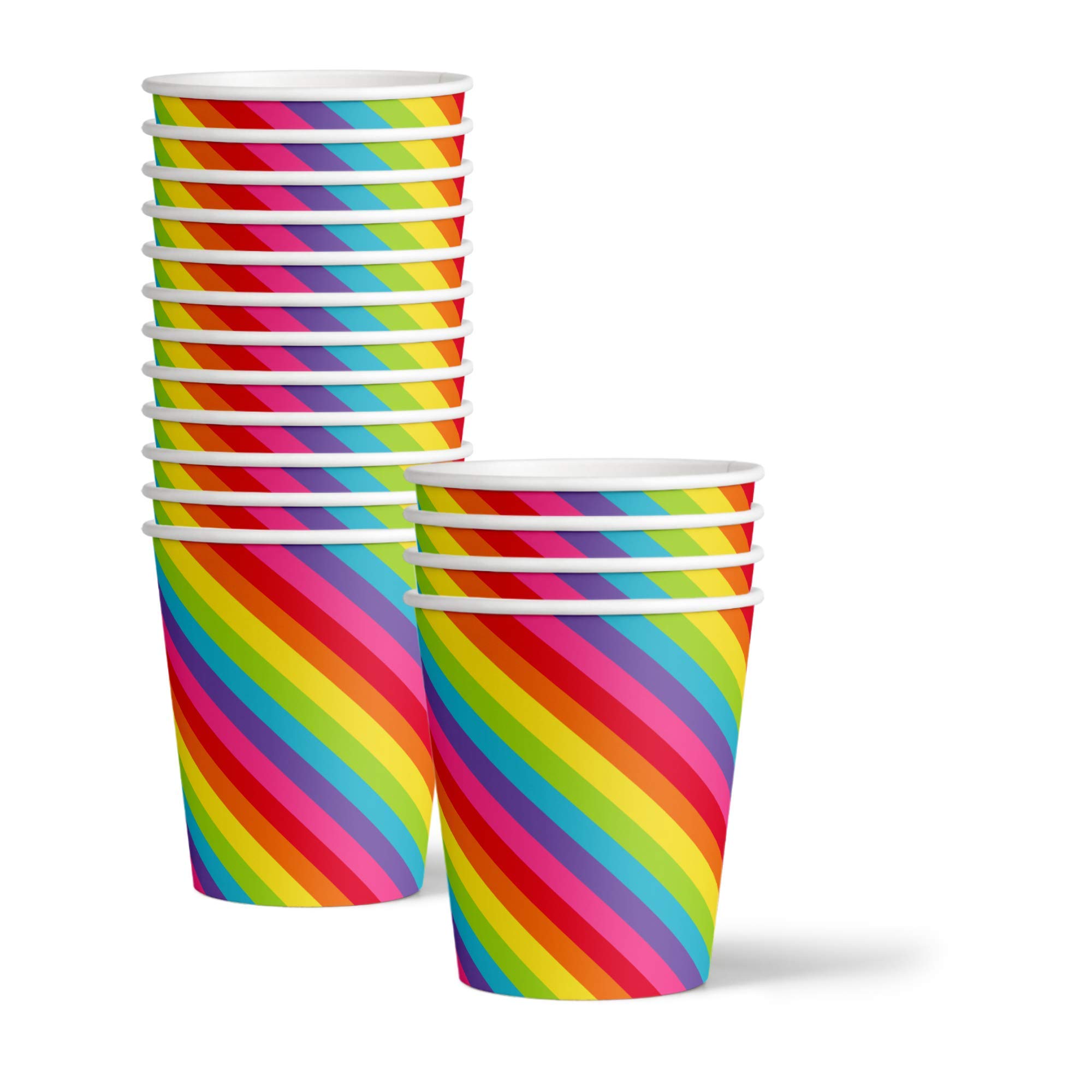 Vibrant Rainbow Birthday Party Supplies Set - 16-Piece Tableware Kit with Plates, Napkins & Cups for Kids' Birthday Celebrations & Themed Events