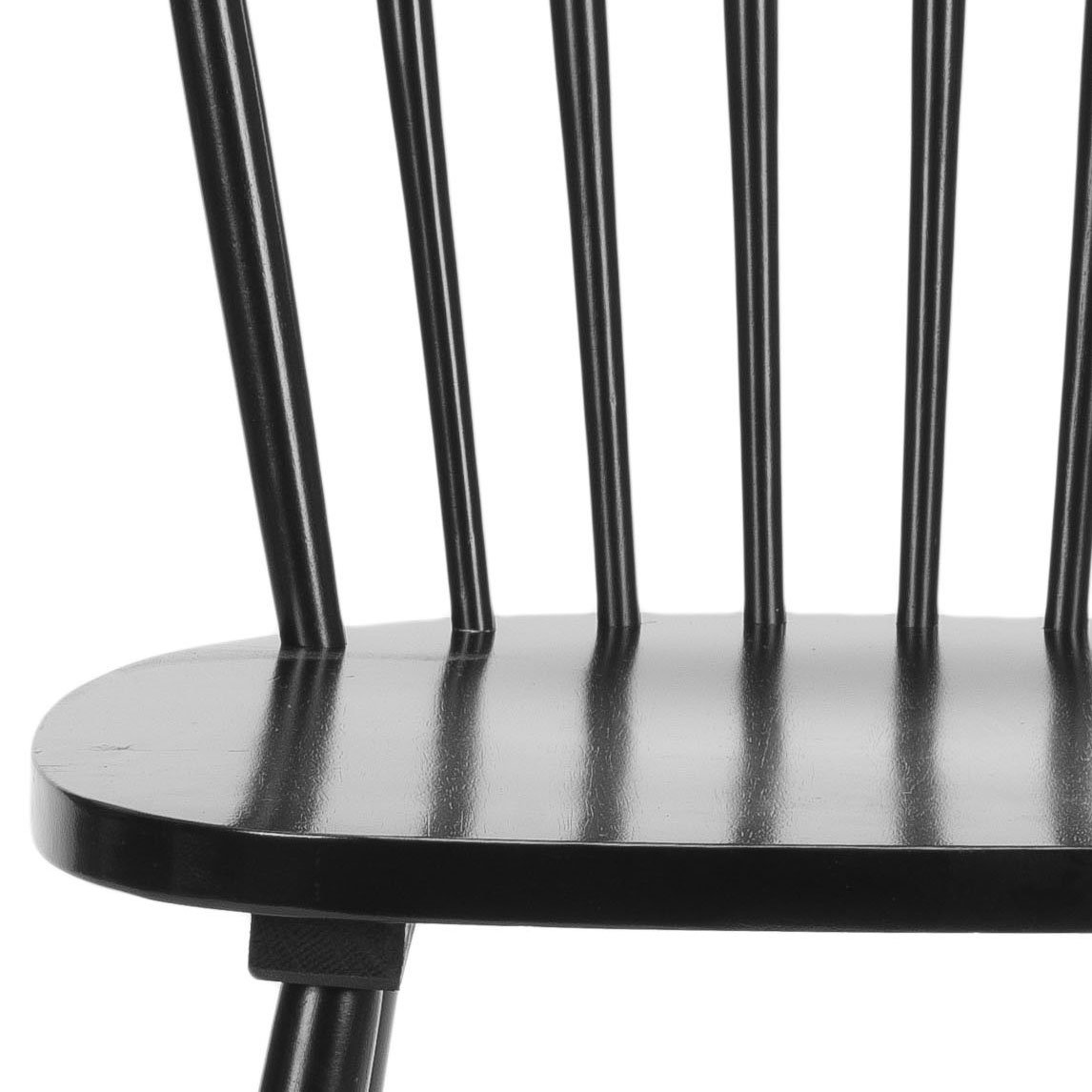 SAFAVIEH Parker Spindle Windsor Set of 2 Black Dining Chairs - 17 Inch Seat Height - Elegant Kitchen & Dining Room Furniture for Home Decor