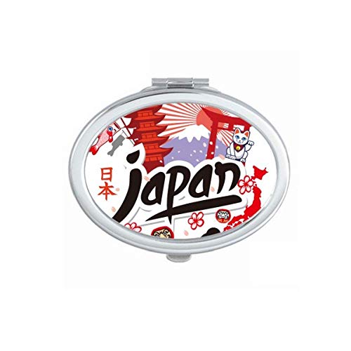 DIYthinker Japan Red Black Map Girl Lucky Cat Mirror - Portable Foldable Double-Sided Makeup Mirror for Travel, Home Vanity & Cosmetics (Handheld Compact Design)