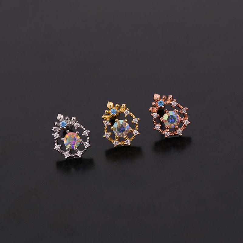 20G Cartilage Tiny Stud Earrings - Flat Back Crystal Earrings for Women | HSPJ258 | Perfect for Daily Wear, Parties & Gifts