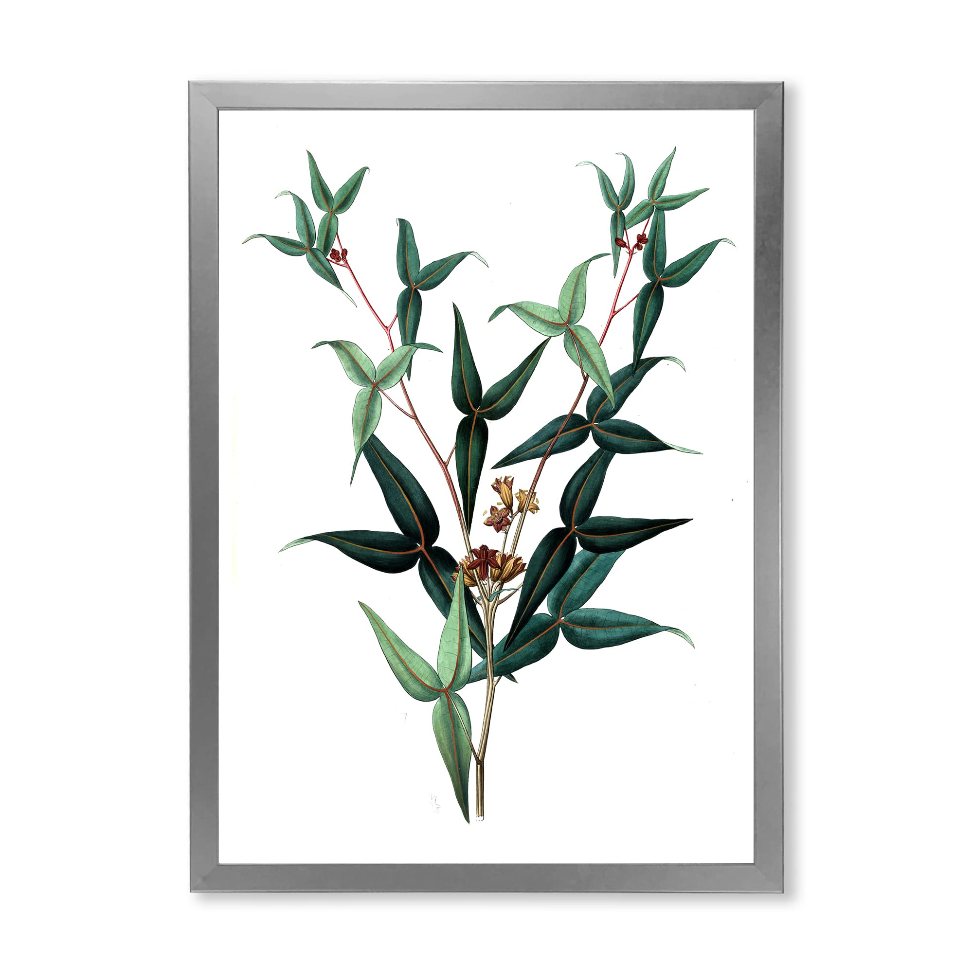 Vintage Green Leaves Botanical Wall Art - Traditional Framed Home Decor for Living Room, Bedroom & Office | Nature-Inspired Canvas Painting for Interior Design