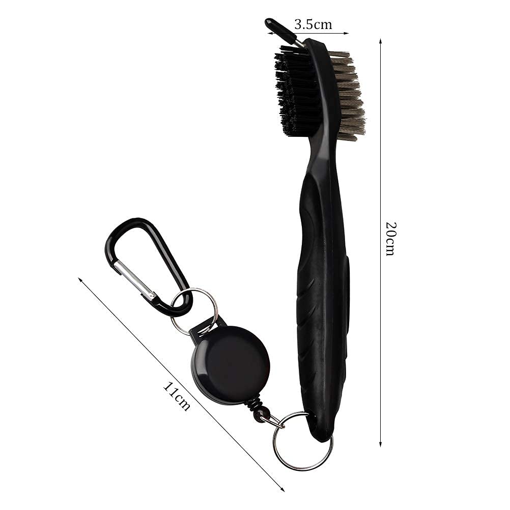 **2-in-1 Golf Club Cleaner Brush – Dual-Sided Nylon & Steel Bristles with Aluminum Carabiner for Golf Shoes – Perfect for On-Course Cleaning & Gear Maintenance**