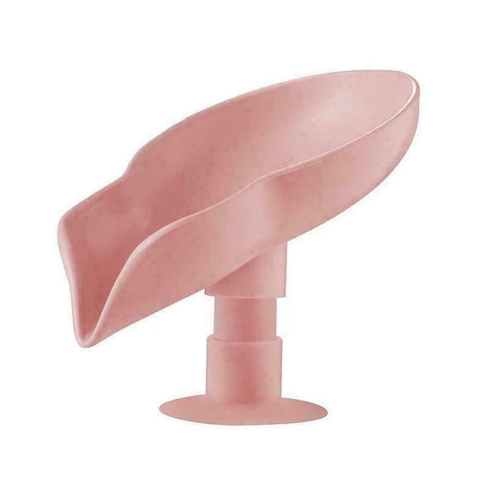 Self Draining Soap Holder with Suction Cup - Leaf Shaped Plastic Soap Dish for Shower, Bathroom & Kitchen - Keeps Soap Dry & Hygienic - Perfect for Bath, Sink, and Countertop Organization (Pink)