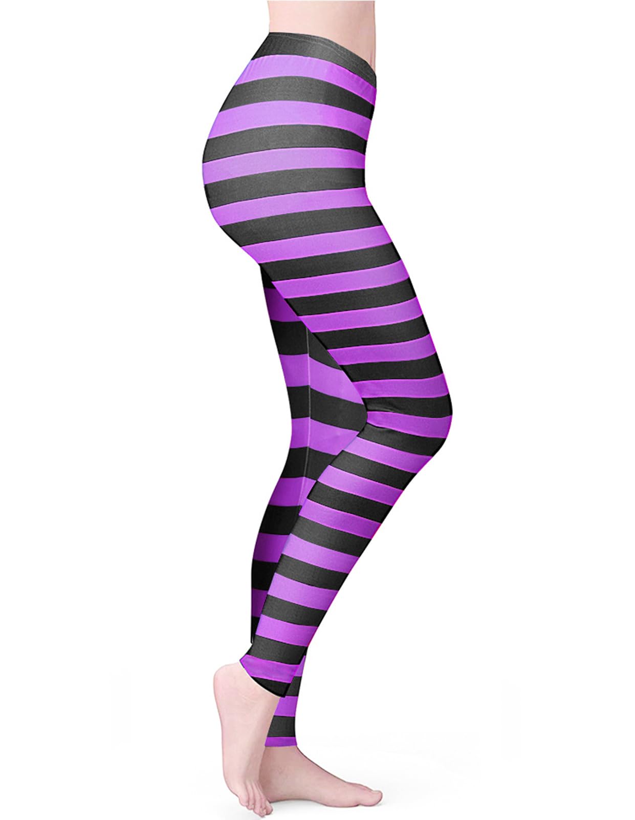 GRAJTCIN Women's Rainbow Striped Leggings - Stretchy High Waisted Workout Yoga Pants for Running, Fitness & Dance | Fun Christmas Halloween Cosplay Costume Tights | Perfect for Parties, Festivals & Themed Events