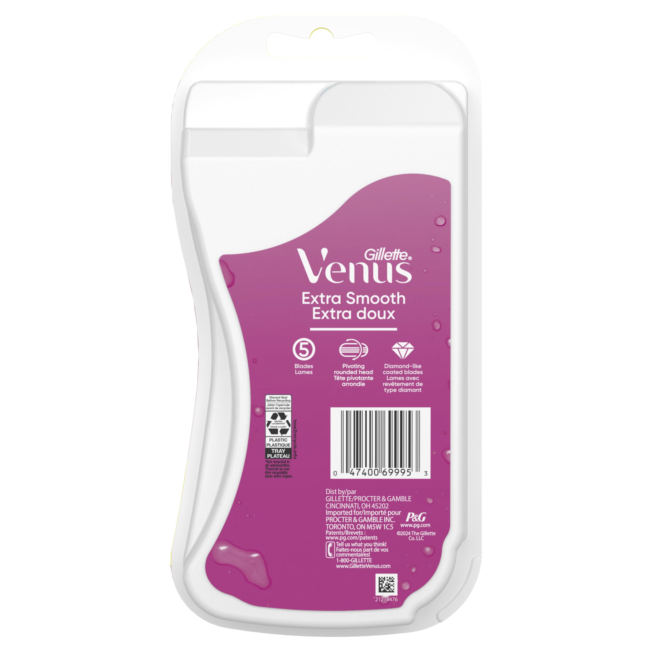Gillette Venus Razors for Women - 5-Blade Disposable Razors with Moisture Ribbon for Extra Smooth Shave & Skin Protection (Pack of 3) | Perfect for Travel, Gym & Everyday Use
