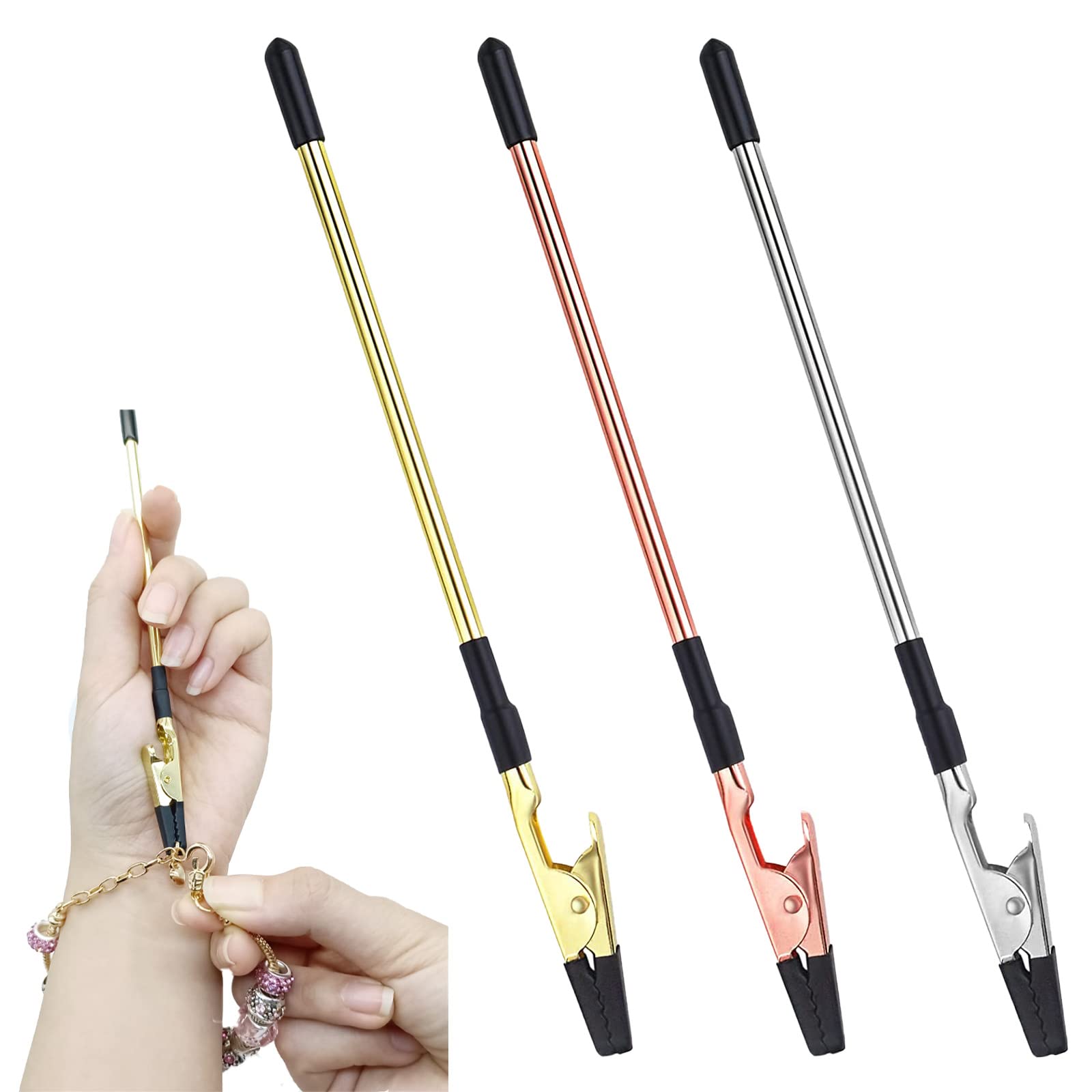 ZABARE Bracelet Helper Tool with Rubber Tips - 3Pcs Jewelry Fastener for Bracelets, Watches & Zippers | Easy Clasping Solution for Solo Wearers & Jewelry Lovers | Perfect for Travel, Gifting & Daily Use